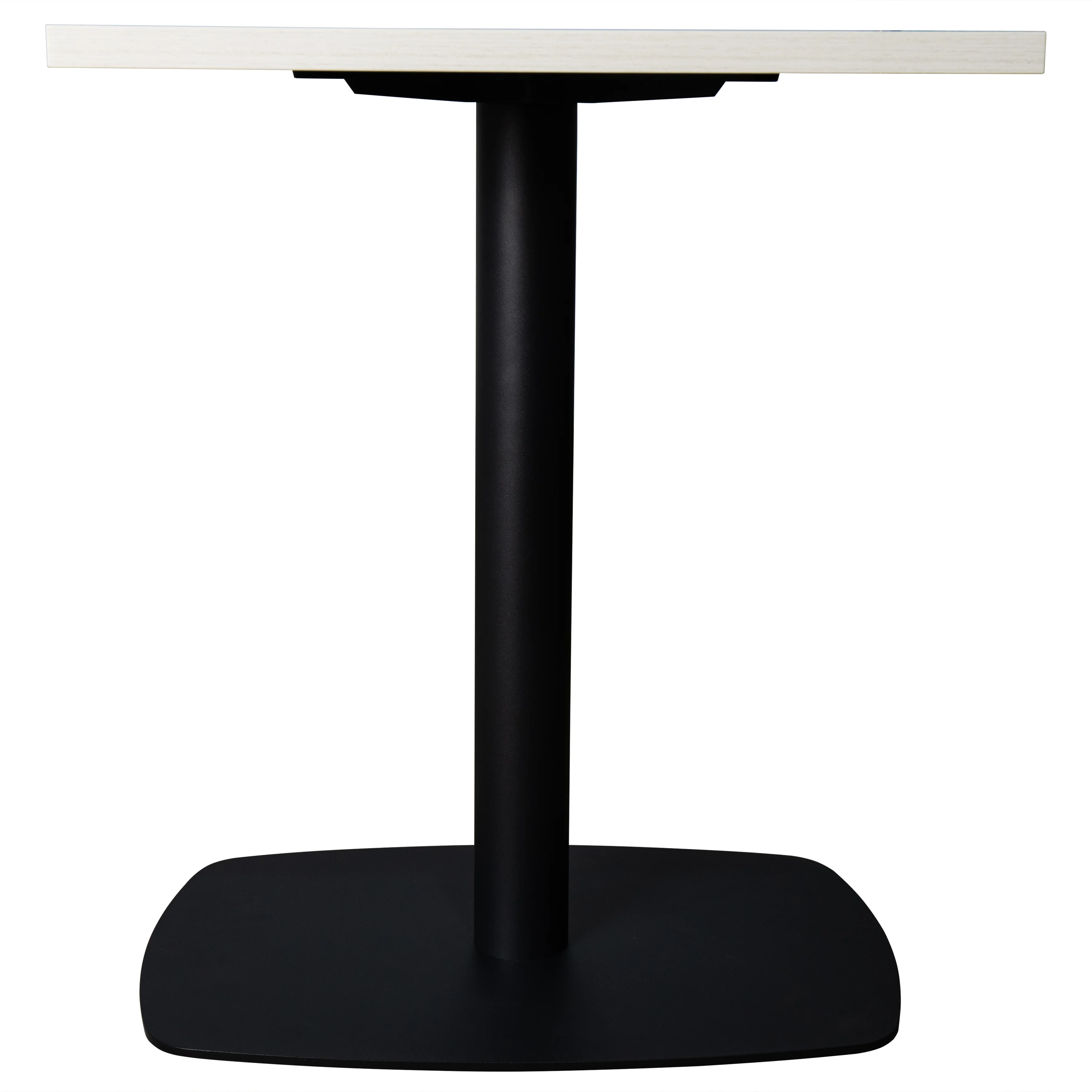 Vail Collection Dining Table Black Rectangle Base With 24" Square Light Wood  Brown MDF Top