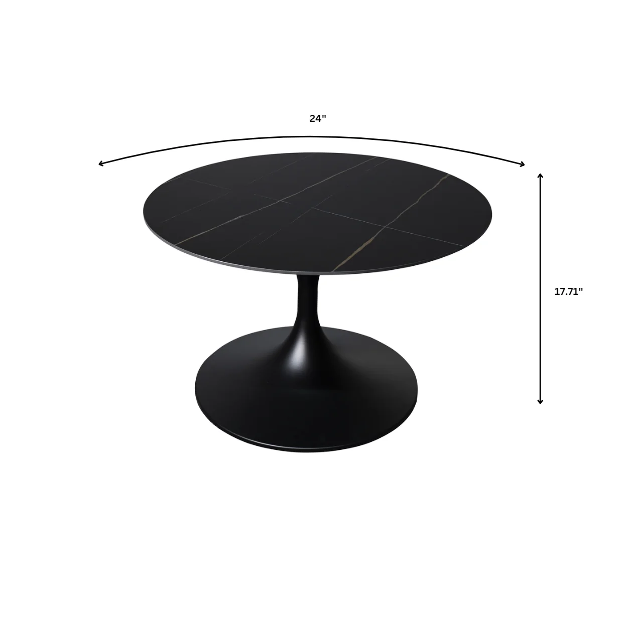 Verve Coffee Table Black base with 24" round sintered stone top