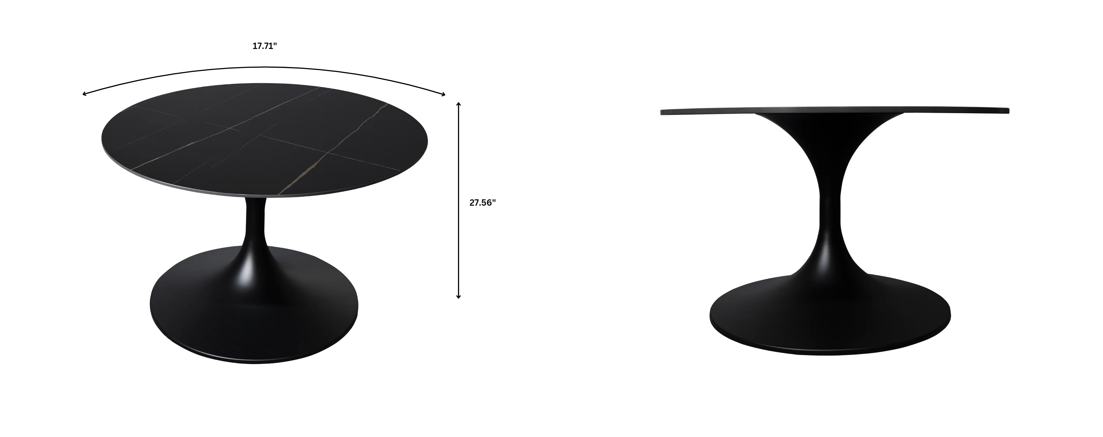 Verve Coffee Table Black base with 24" round sintered stone top