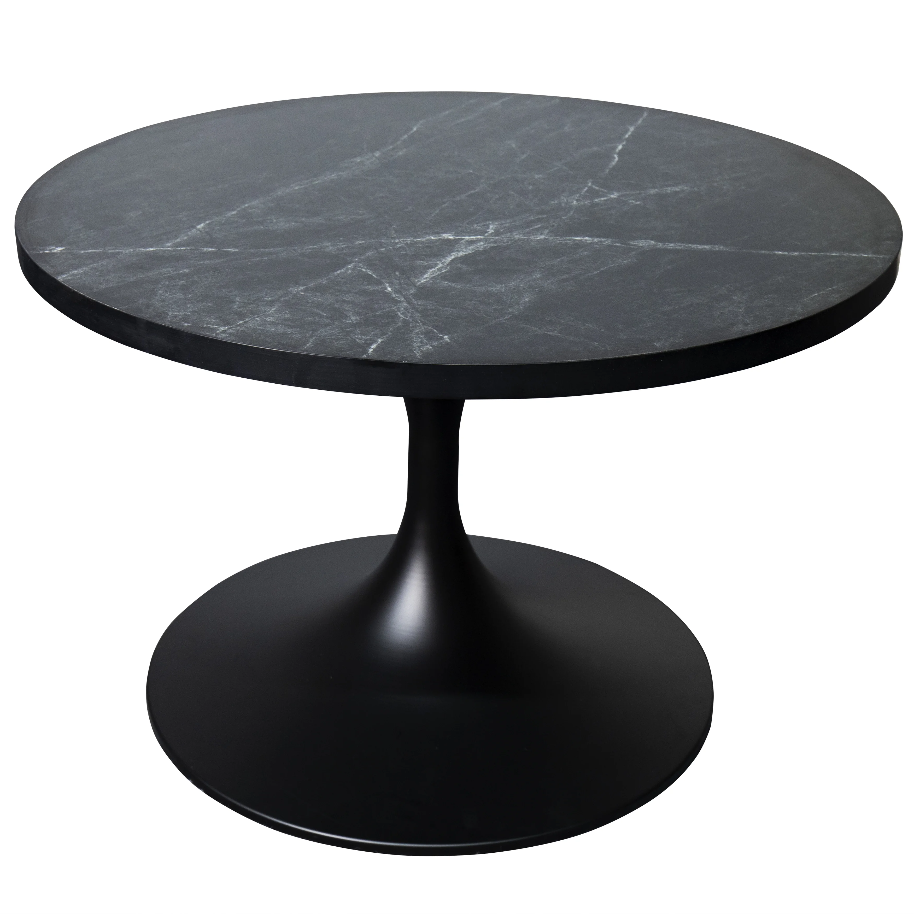 Verve Coffee Table Black base with 27" round Black Marble MDF top