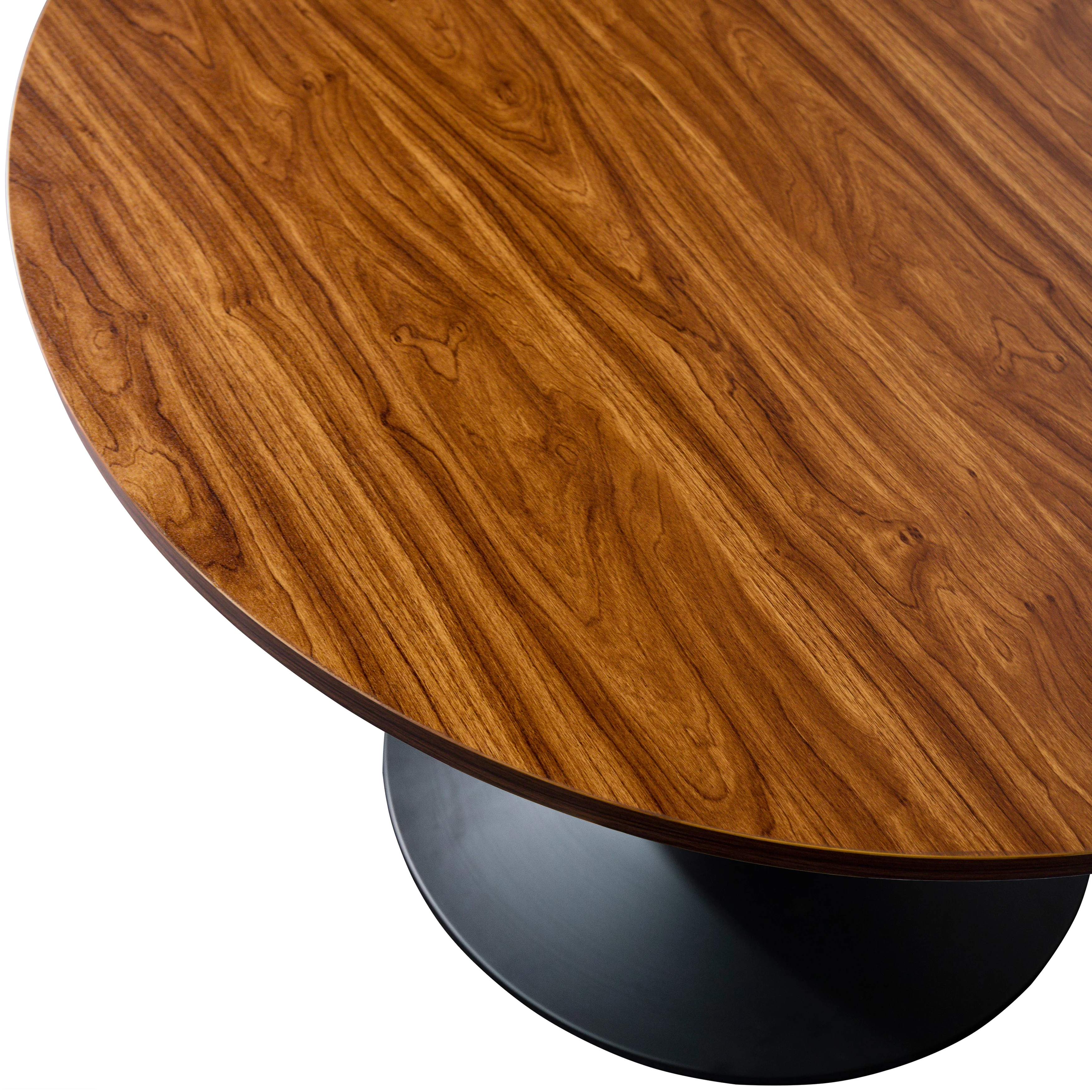 Verve Coffee Table Black base with 27" round Brown Wood MDF top