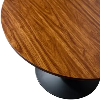 Verve Coffee Table Black base with 27" round Brown Wood MDF top
