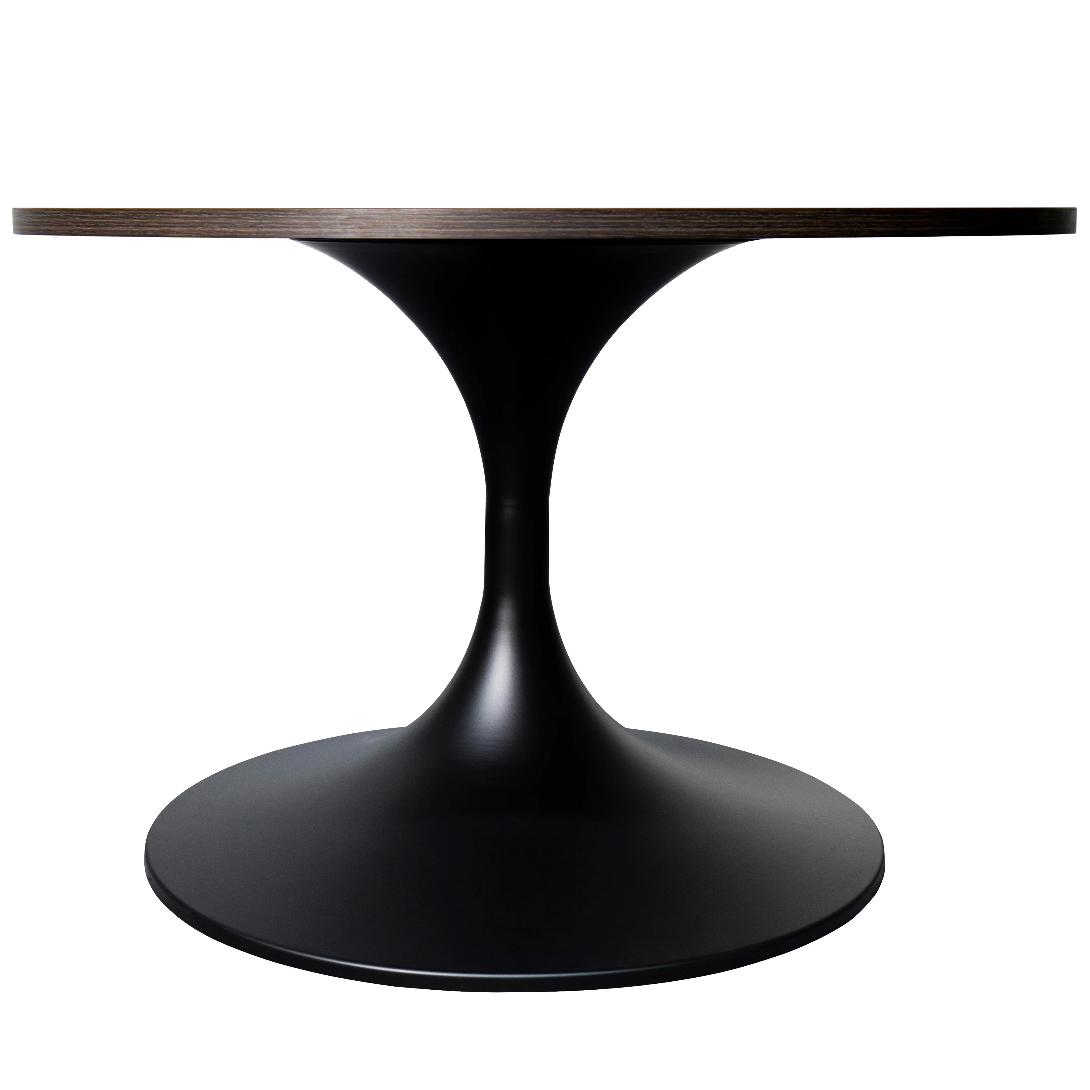 Verve Coffee Table Black base with 27" round Dark Brown Wood MDF top