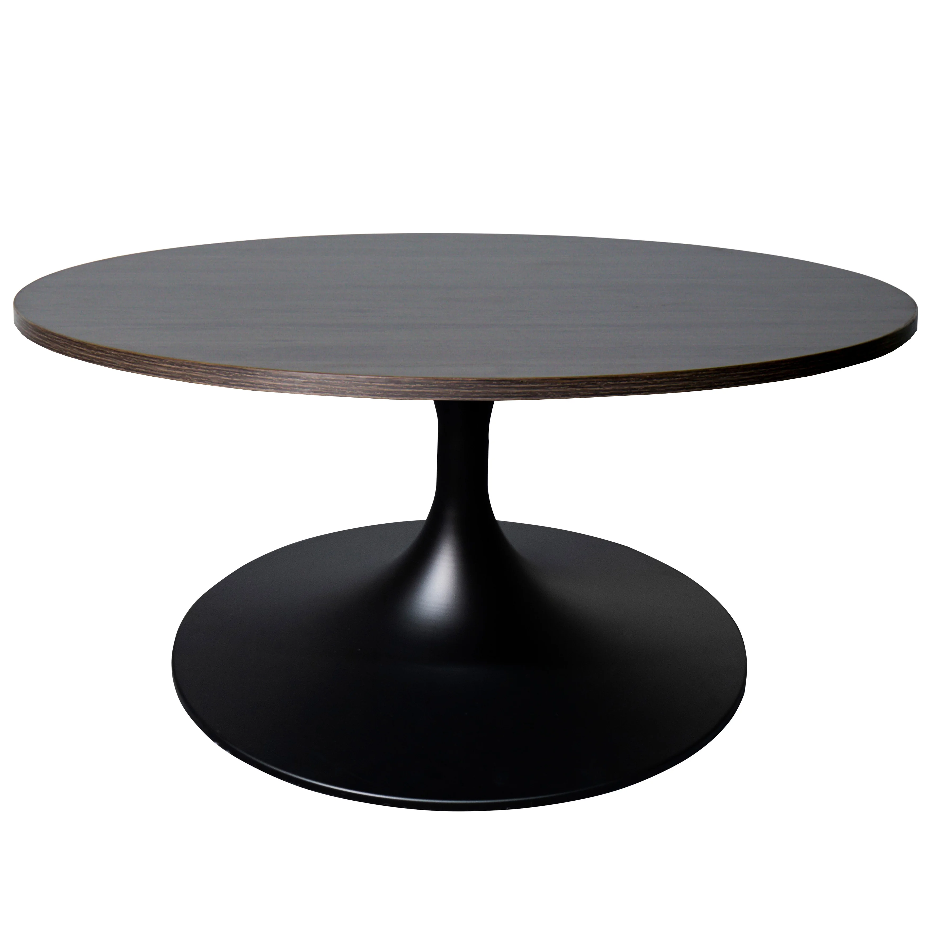 Verve Coffee Table Black base with 27" round Dark Brown Wood MDF top