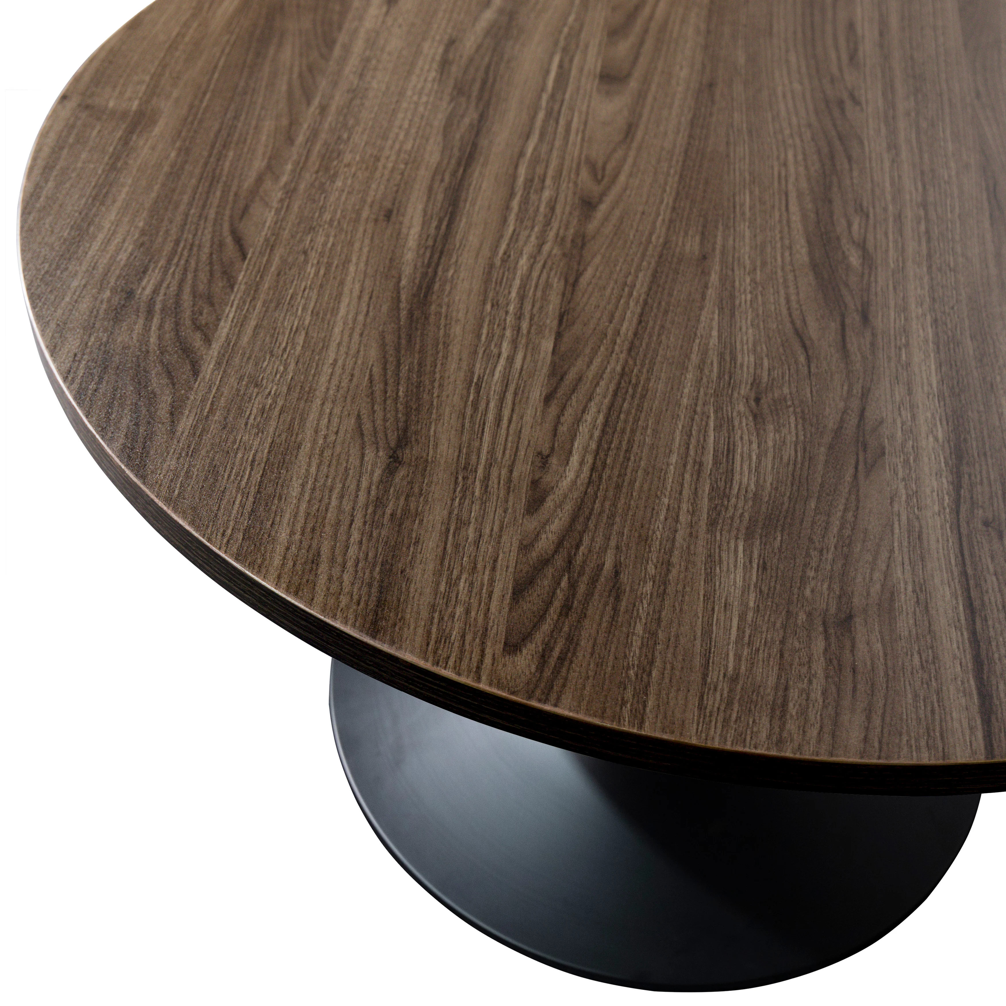 Verve Coffee Table Black base with 27" round Dark Brown Wood MDF top