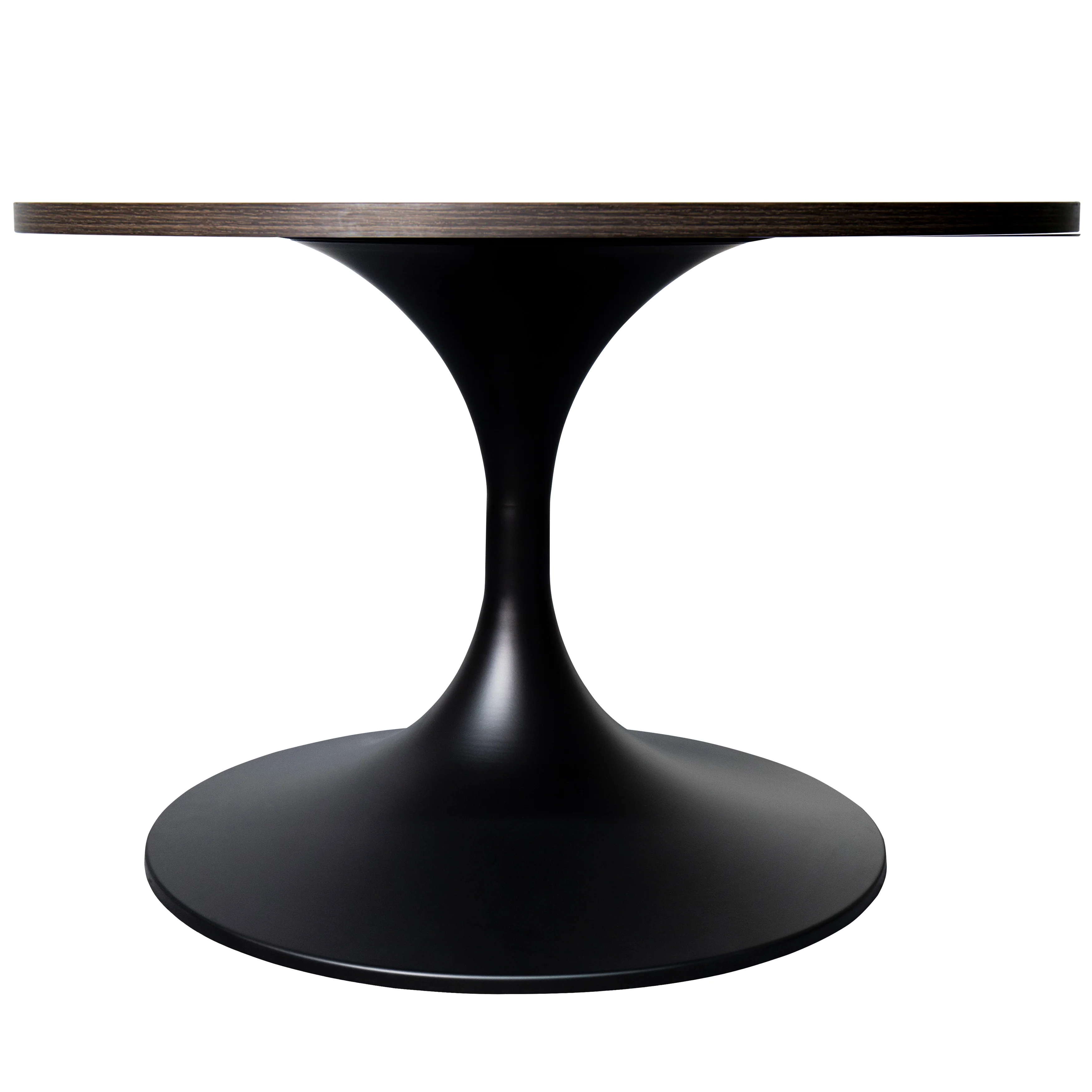 Verve Coffee Table Black base with 27" round Dark Brown Wood MDF top