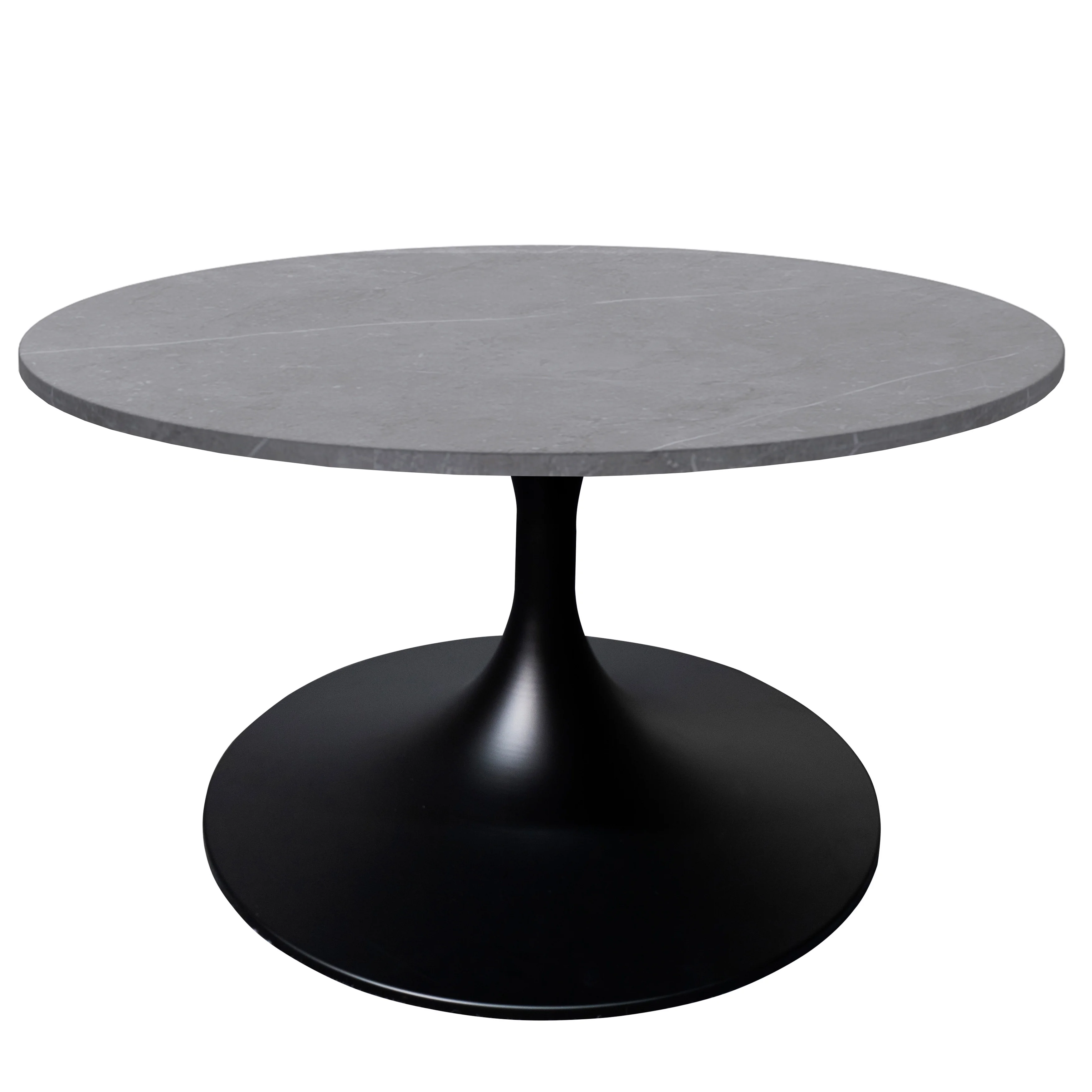 Verve Coffee Table Black base with 27" round Grey Sintered Stone top