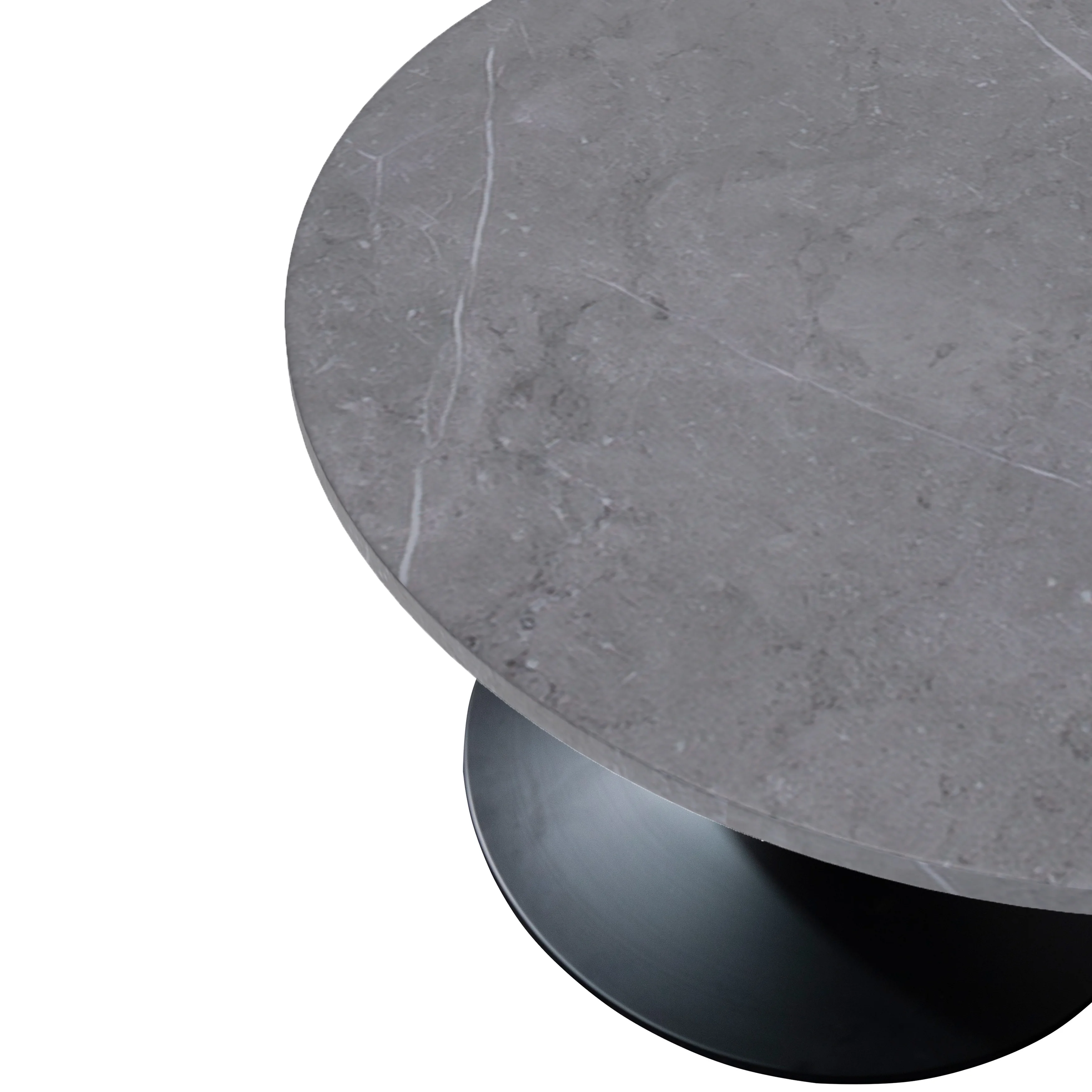 Verve Coffee Table Black base with 27" round Grey Sintered Stone top