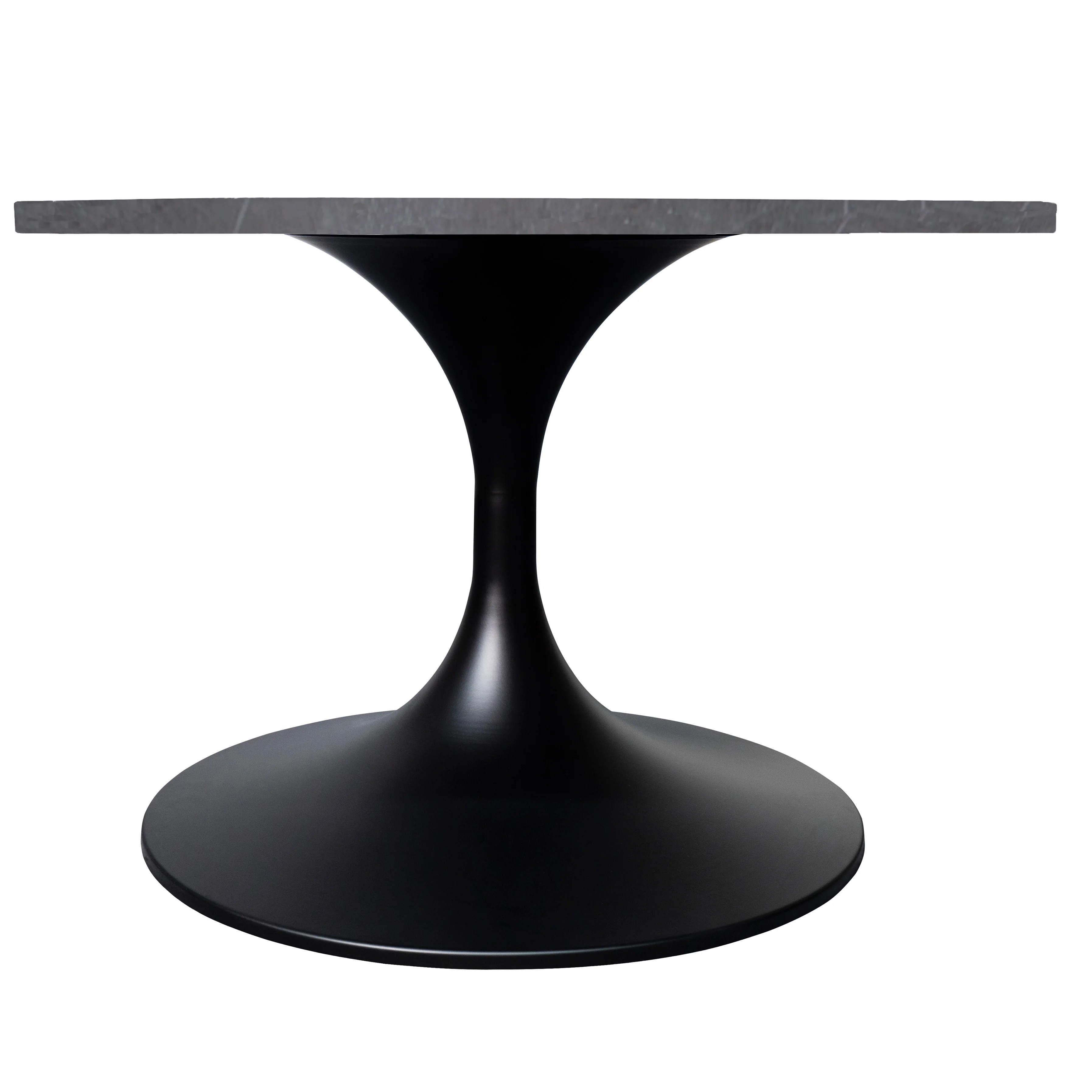Verve Coffee Table Black base with 27" round Grey Sintered Stone top
