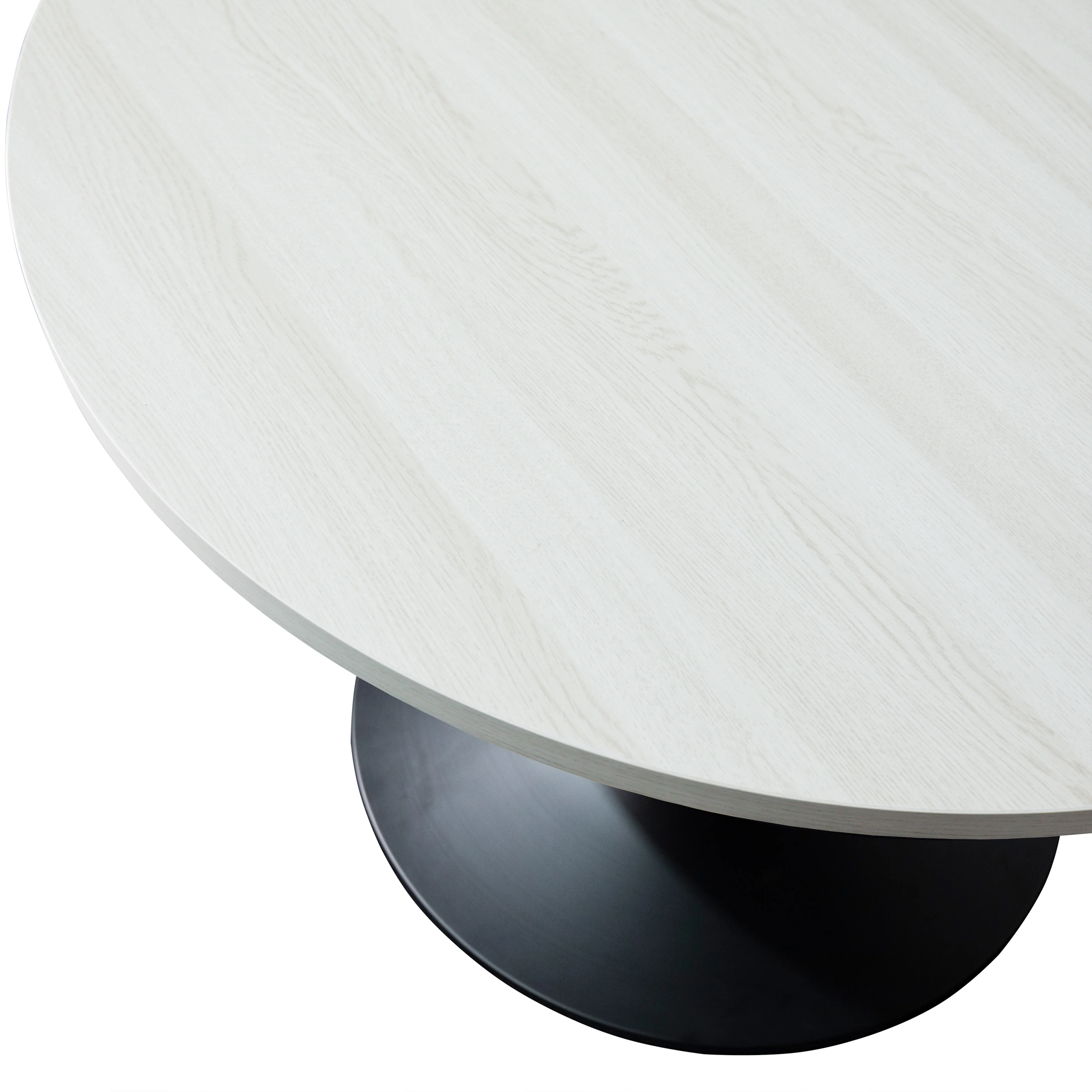 Verve Coffee Table Black base with 27" round Light Natural MDF top