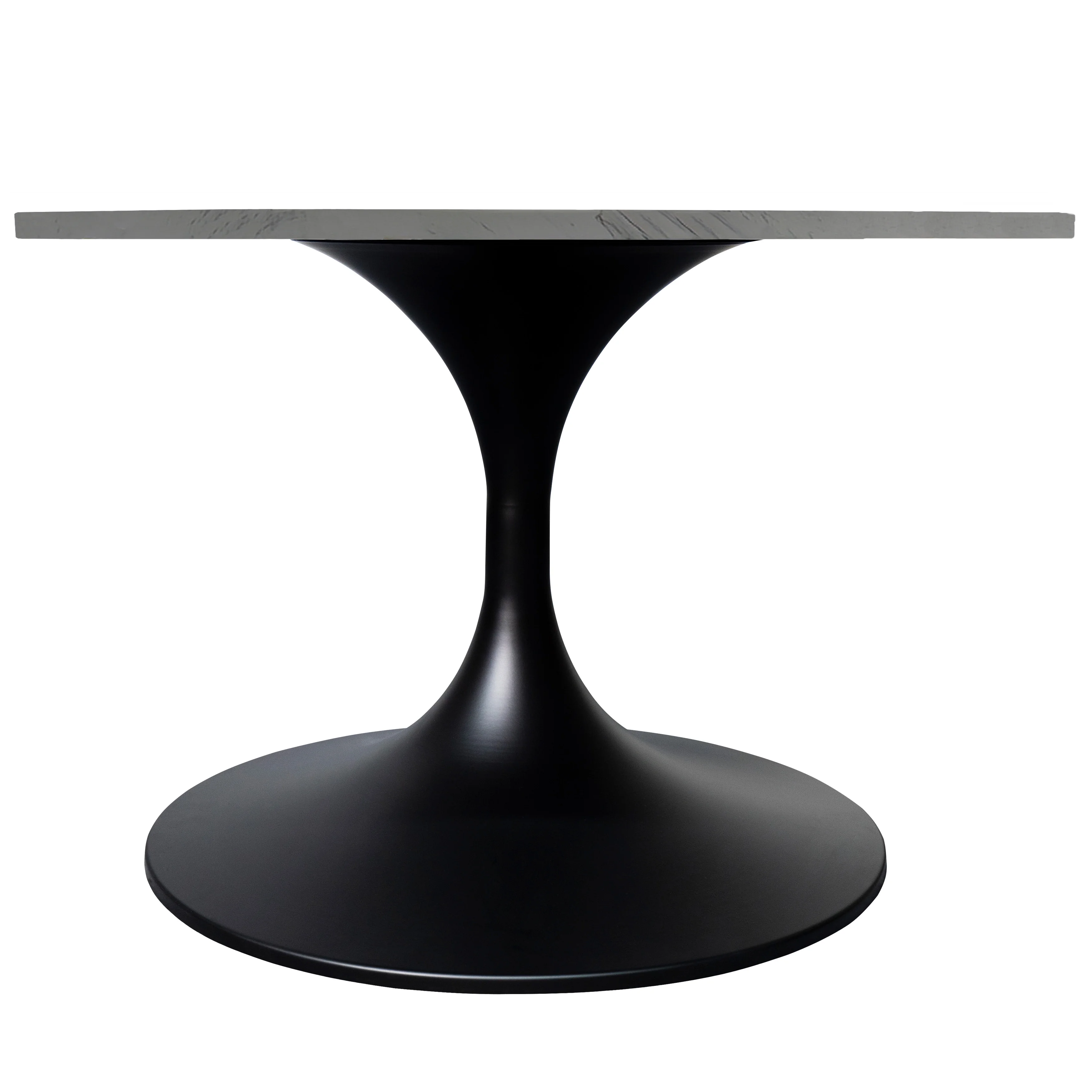 Verve Coffee Table Black base with 27" round White Marble Laminated top