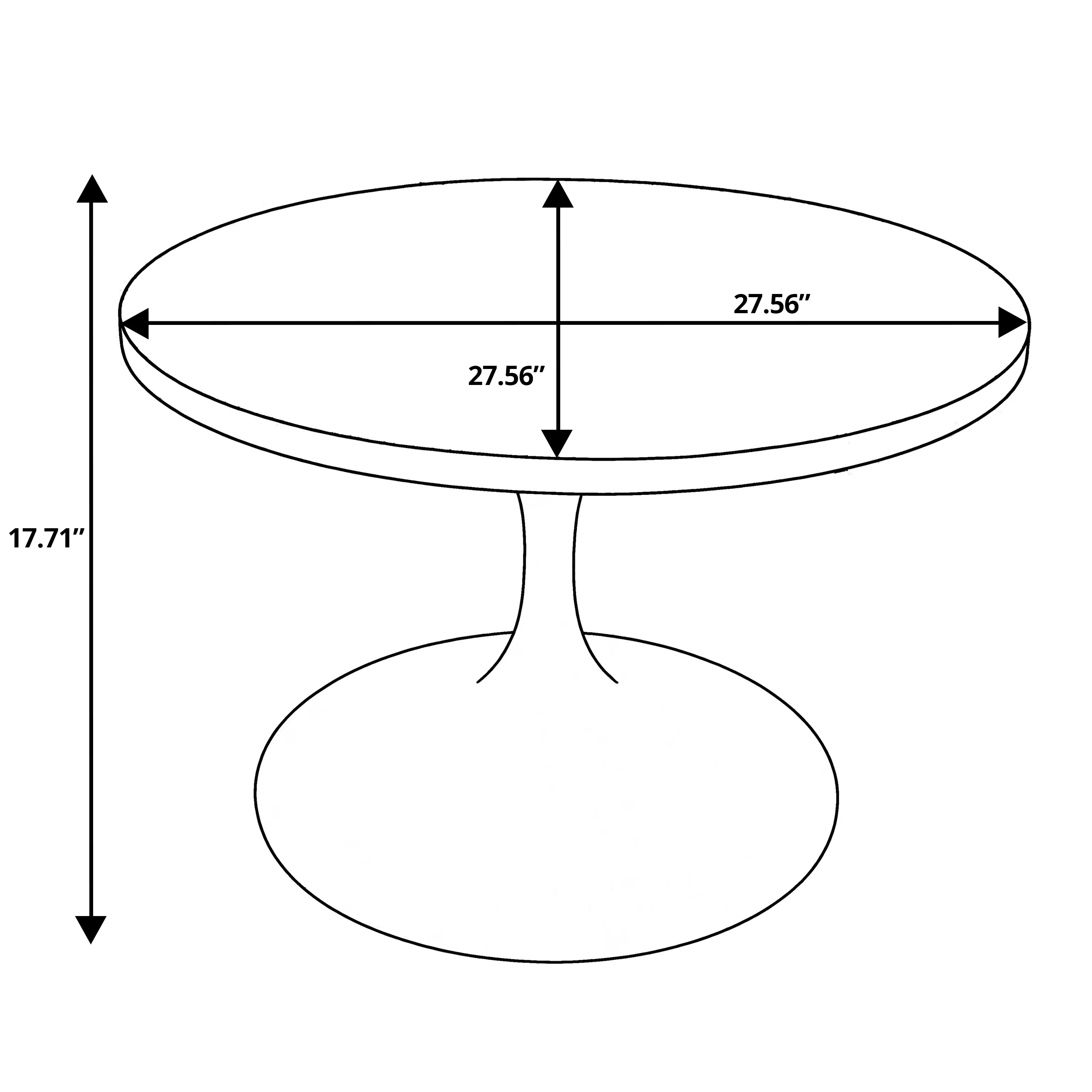Verve Coffee Table Black base with 27" round White Sintered Stone top