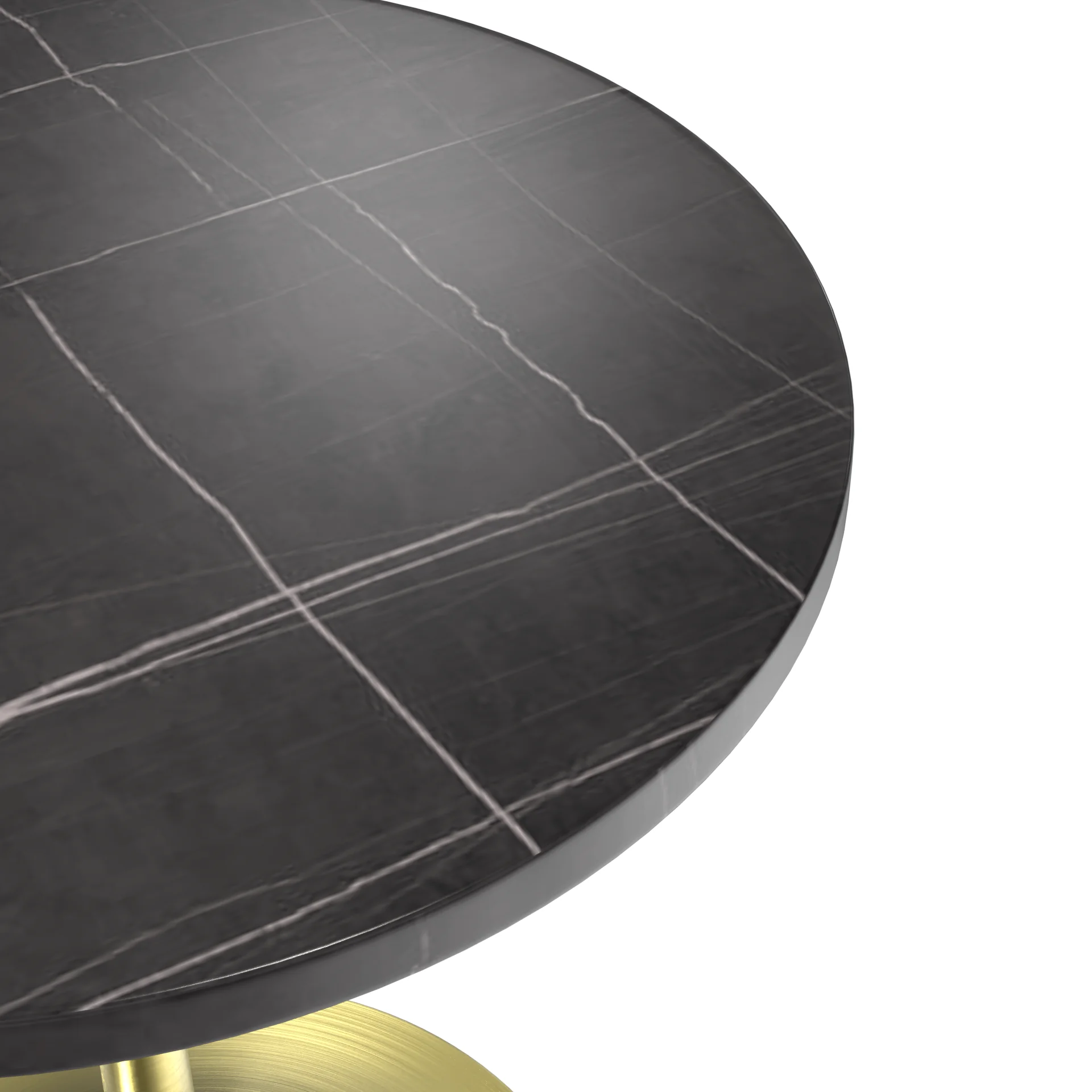 Verve Collection 27 Round Dining Table, Brushed Gold Base with Sintered Stone Black Top