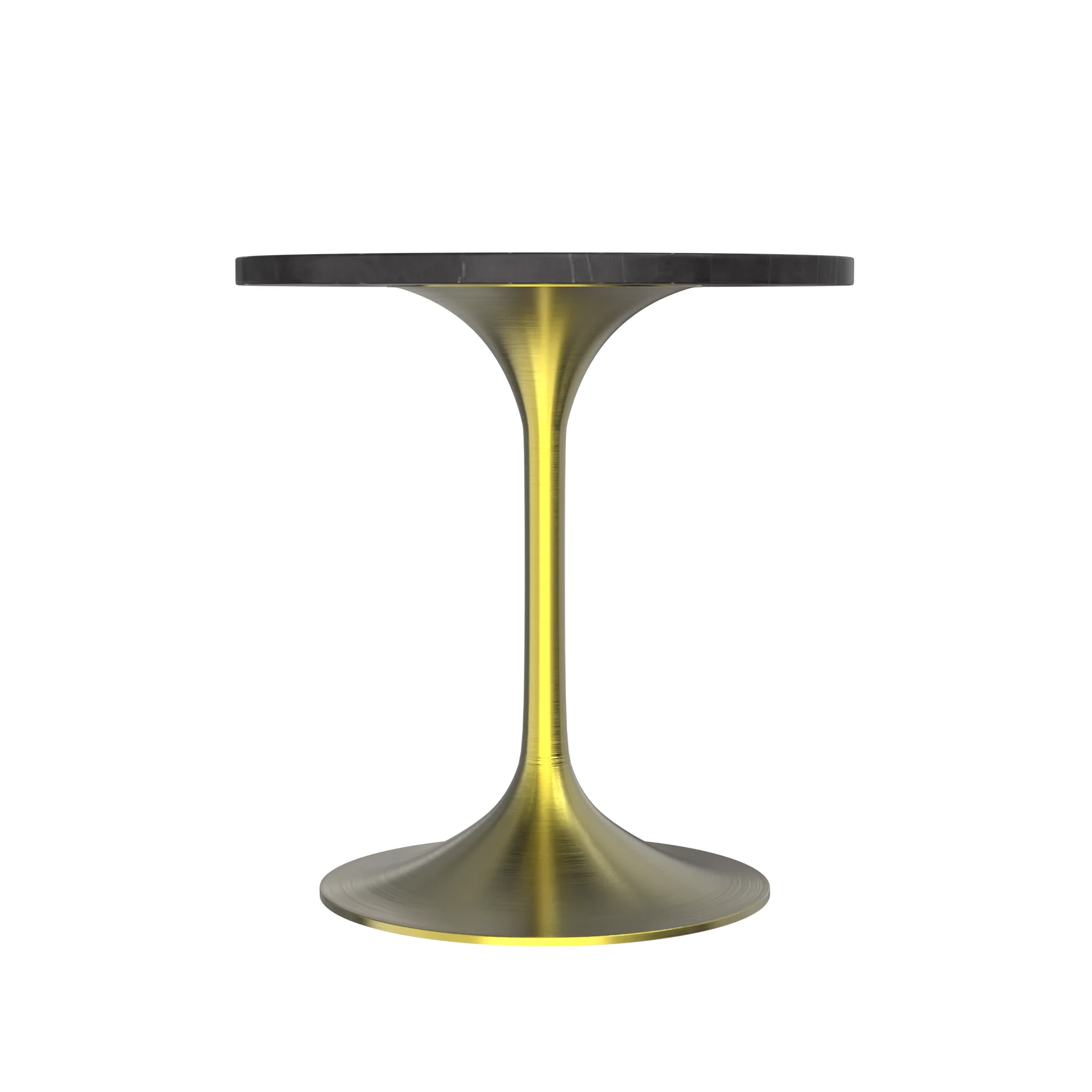 Verve Collection 27 Round Dining Table, Brushed Gold Base with Sintered Stone Black Top