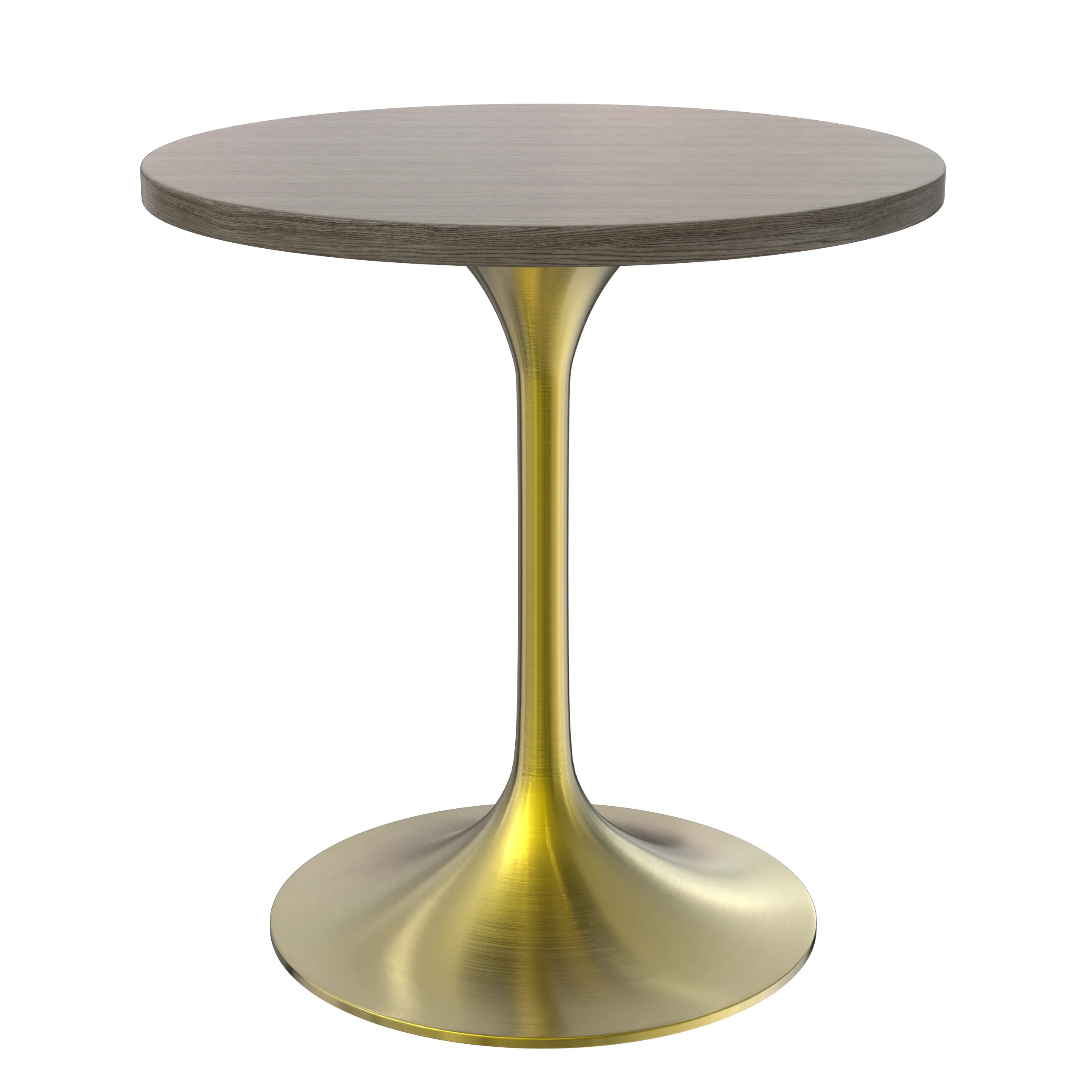 Verve Collection 27" Round Dining Table, Brushed Gold Base with Dark Maple MDF Top