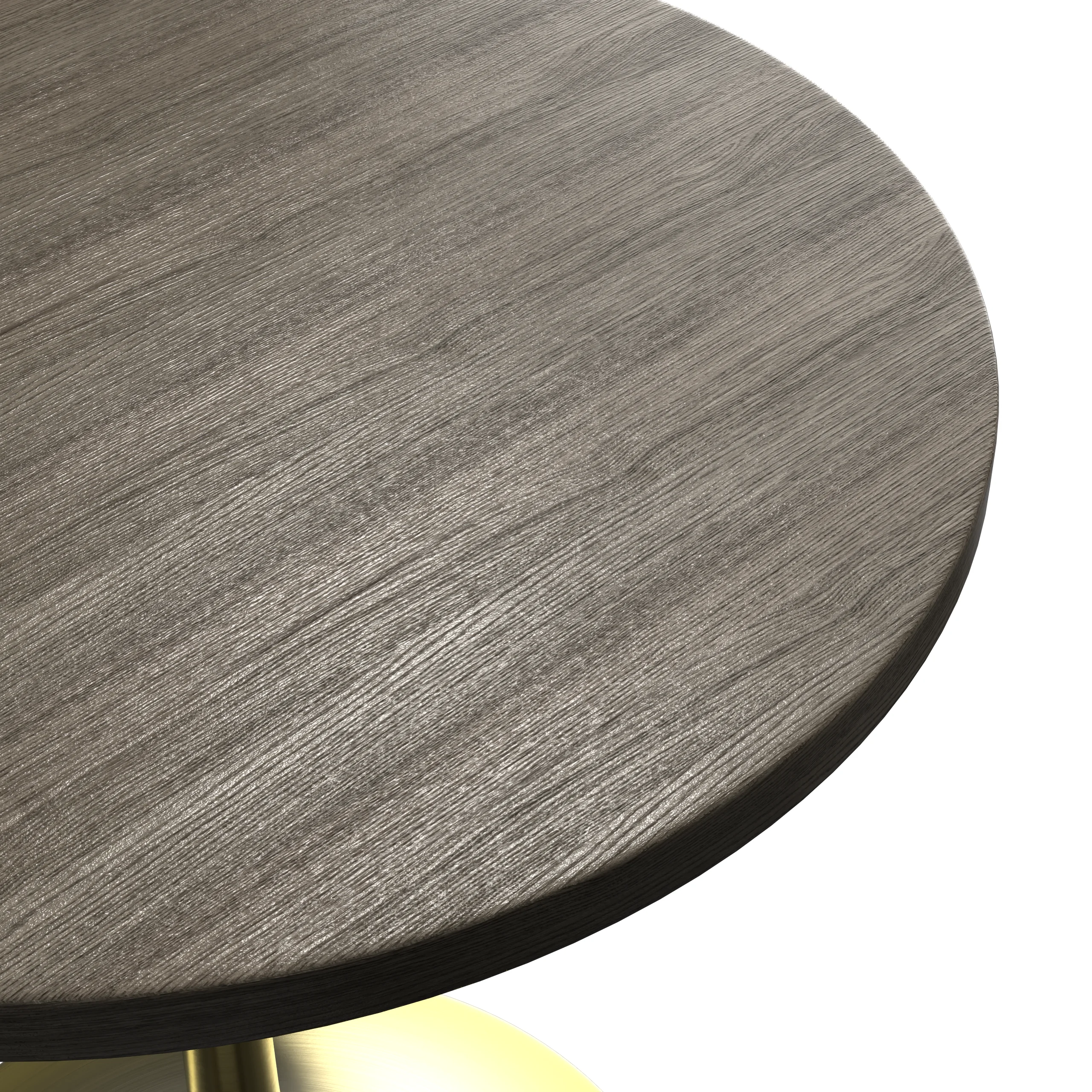 Verve Collection 27" Round Dining Table, Brushed Gold Base with Dark Maple MDF Top