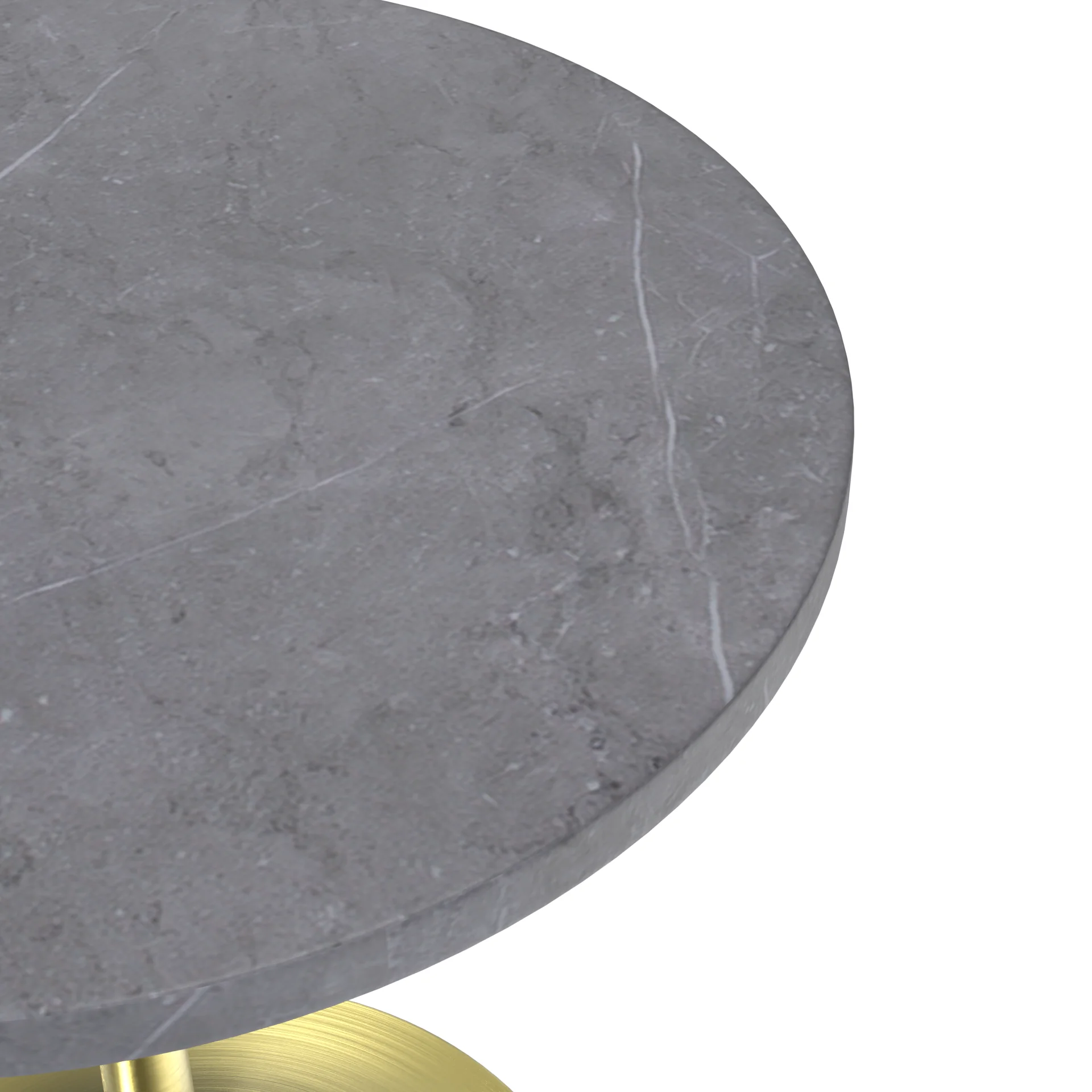 Verve Collection 27 Round Dining Table, Brushed Gold Base with Sintered Stone Grey Top