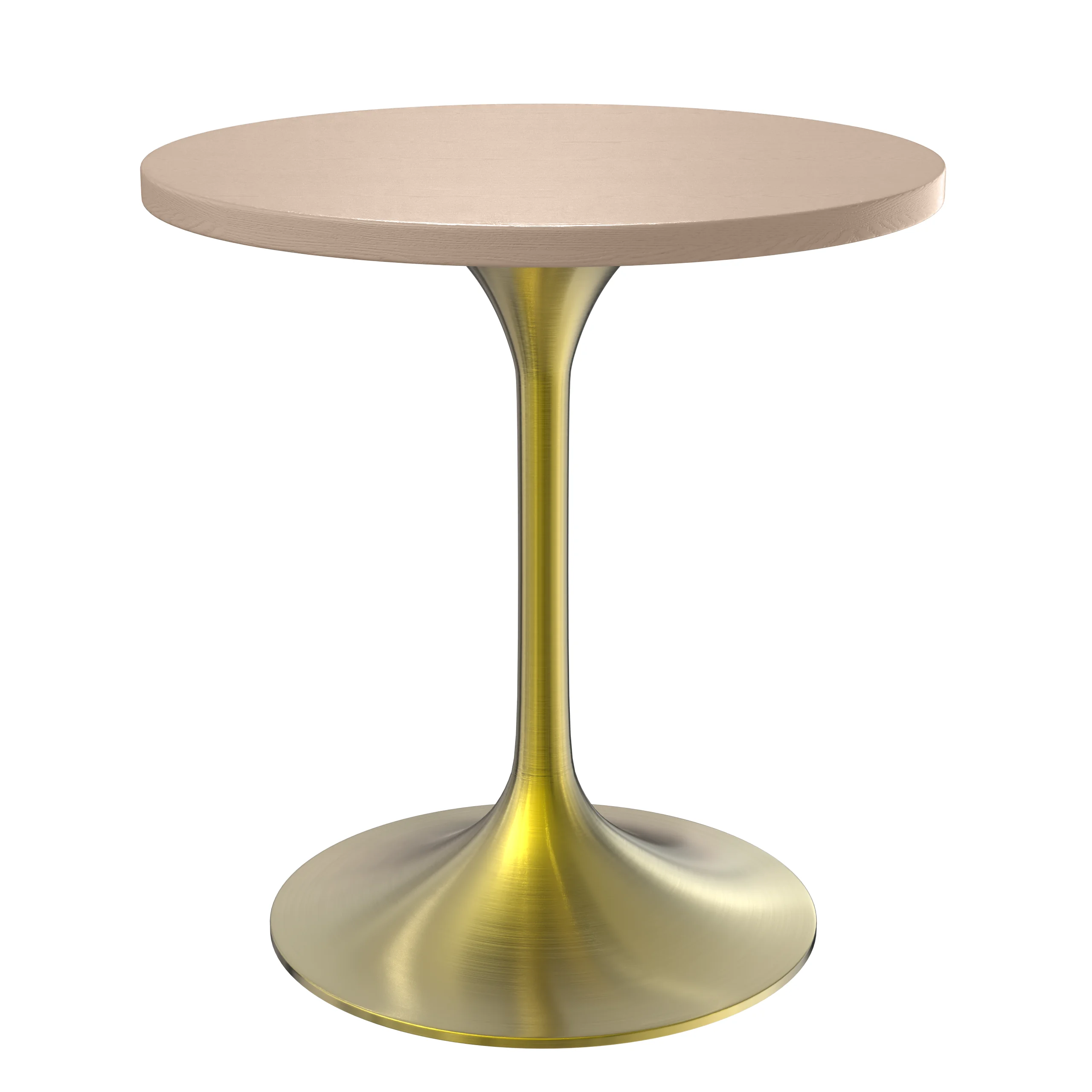 Verve Collection 27" Round Dining Table, Brushed Gold Base with Light Natural Wood MDF Top