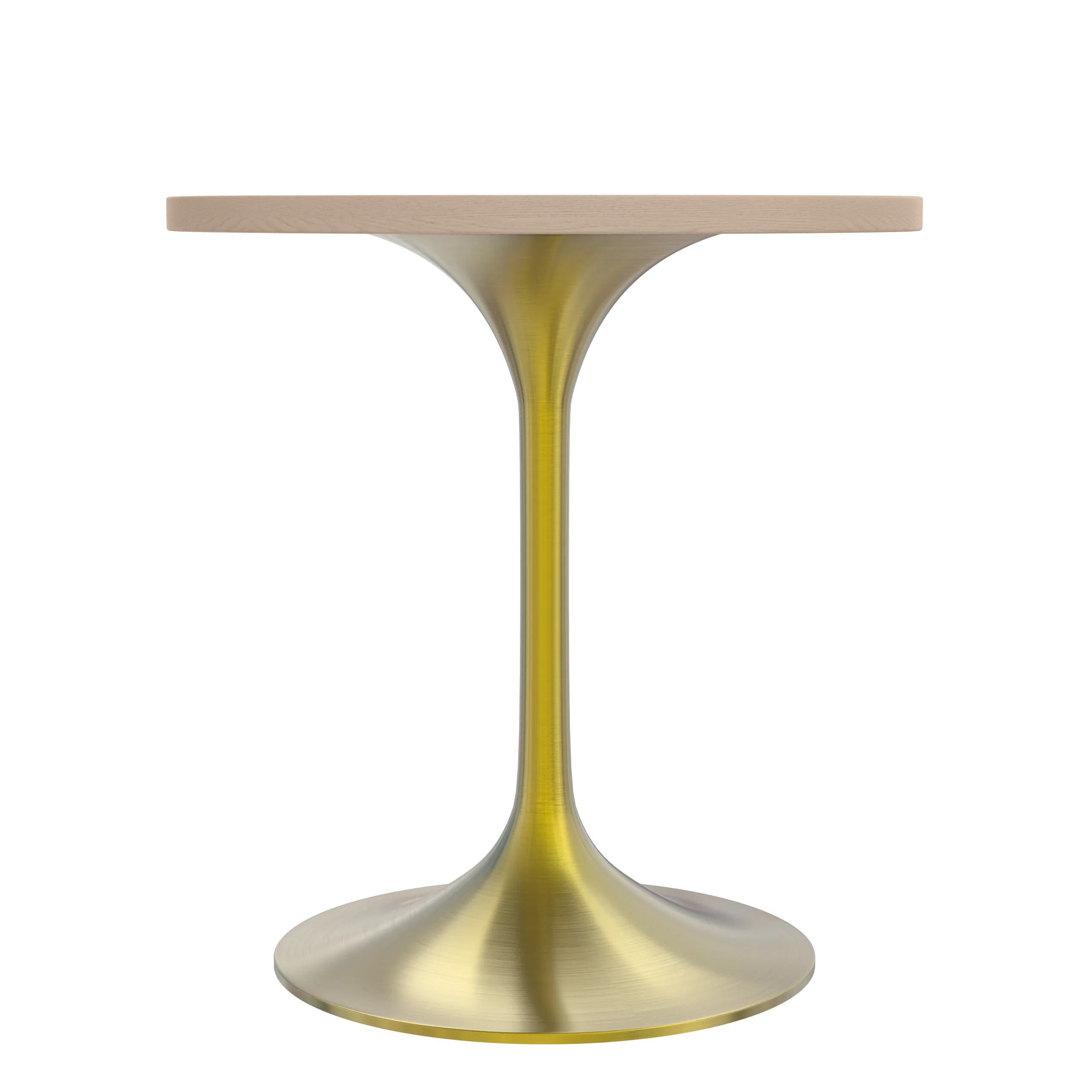 Verve Collection 27" Round Dining Table, Brushed Gold Base with Light Natural Wood MDF Top
