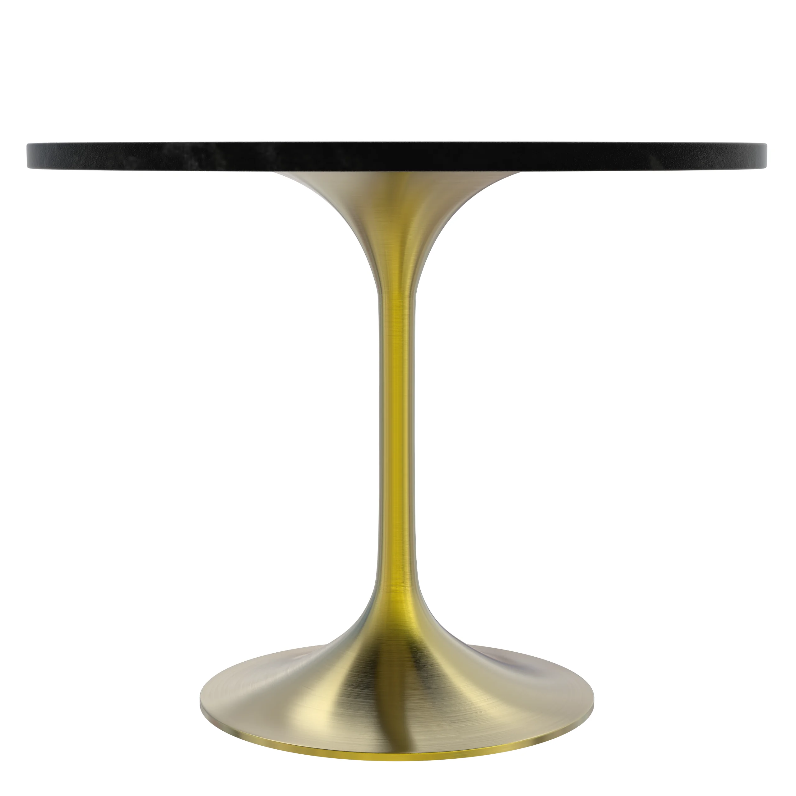 Verve Collection 36" Round Dining Table, Brushed Gold Base with Black MDF Top
