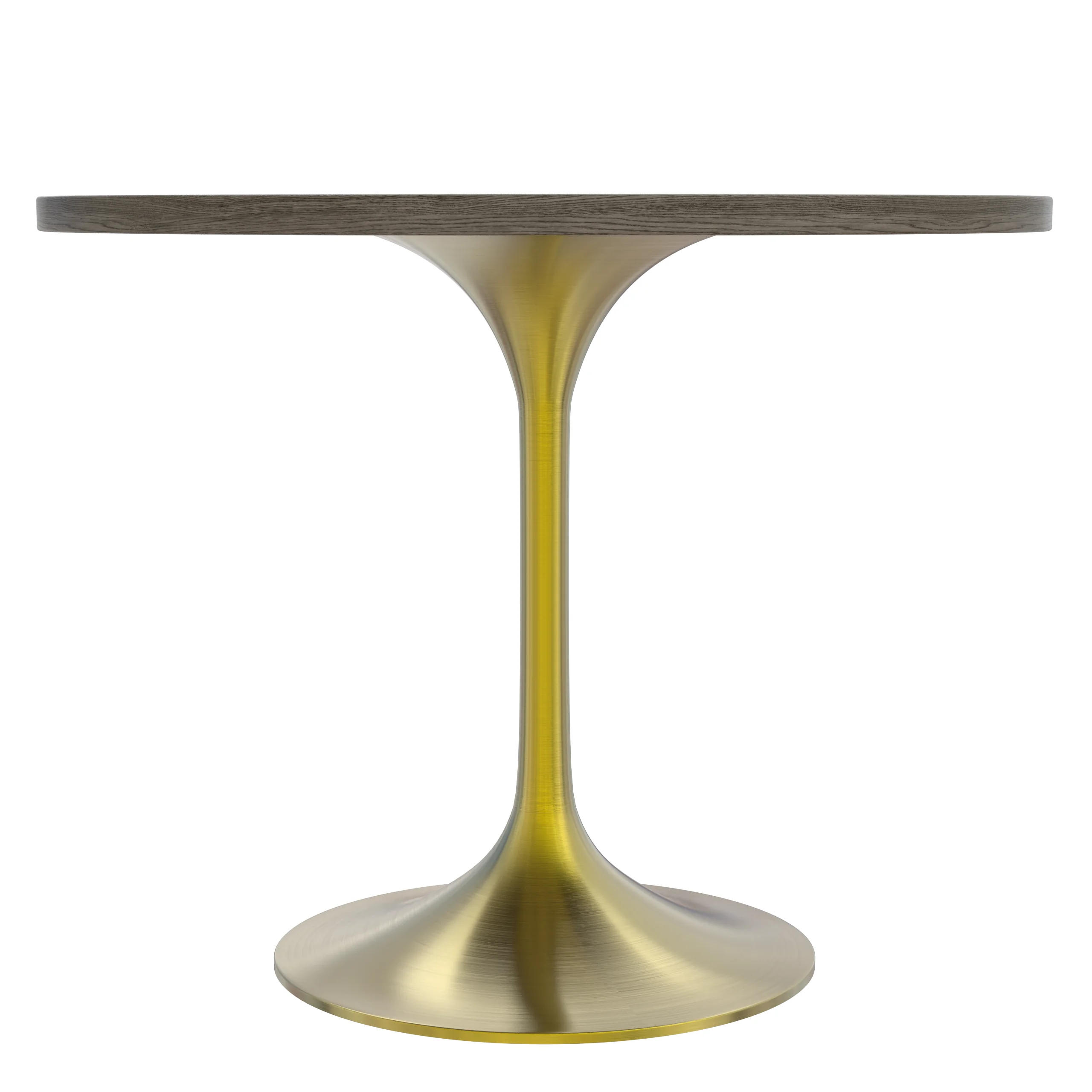 Verve Collection 36" Round Dining Table, Brushed Gold Base with Dark Maple MDF Top