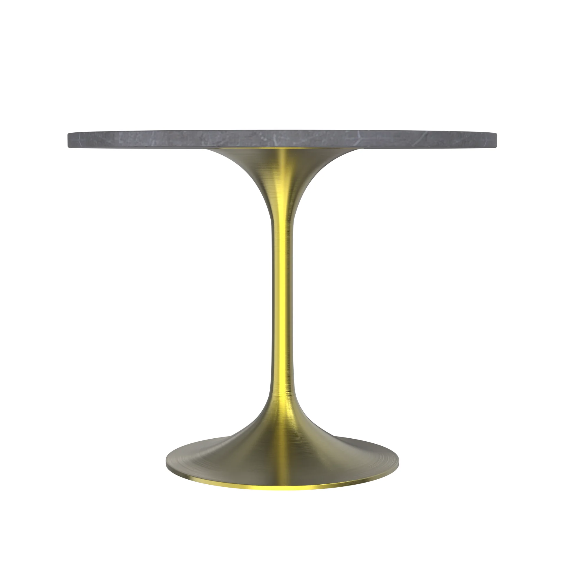 Verve Collection 36 Round Dining Table, Brushed Gold Base with Sintered Stone Grey Top