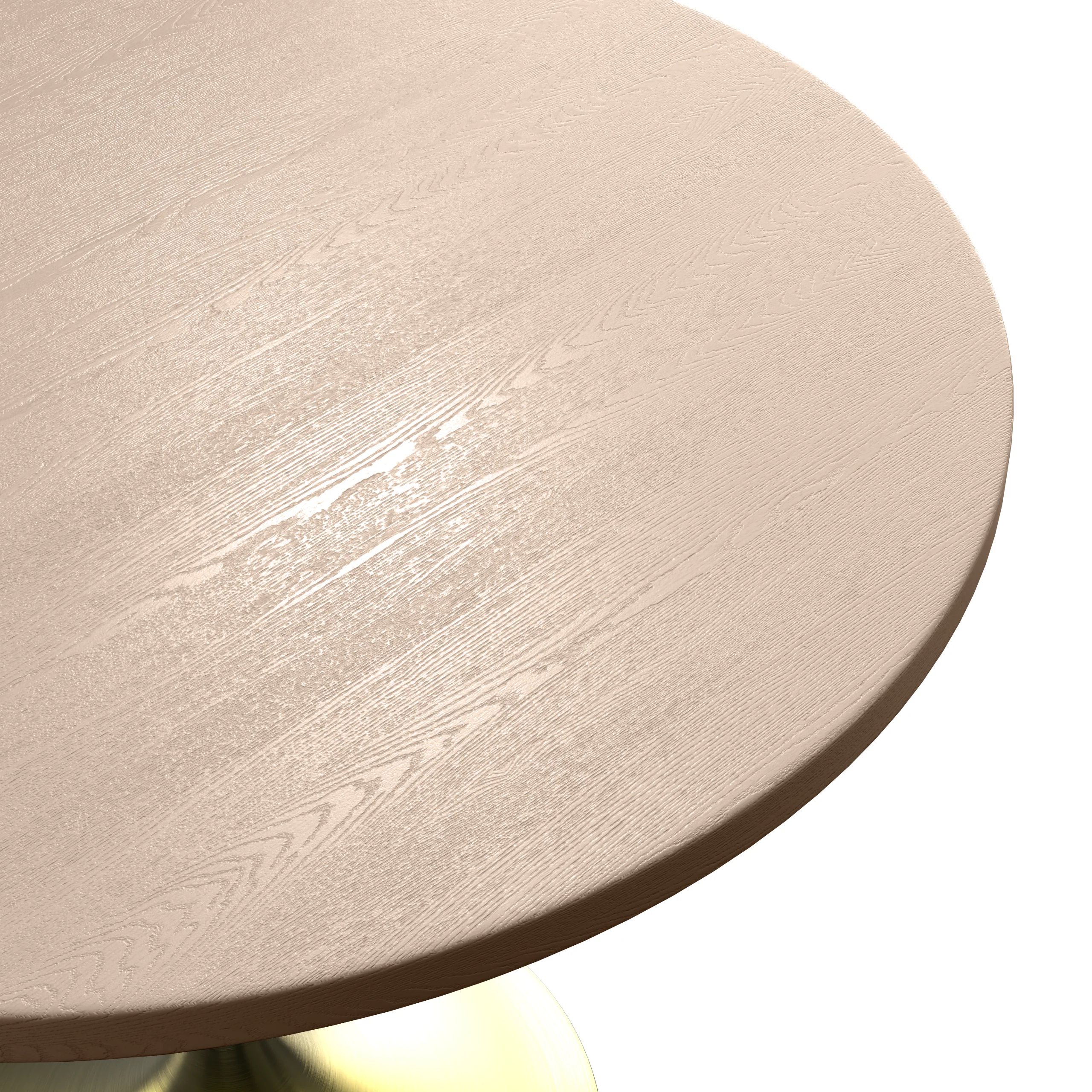 Verve Collection 36" Round Dining Table, Brushed Gold Base with Light Natural Wood MDF Top