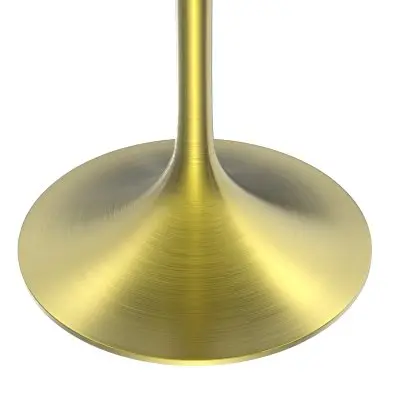 Verve Collection 36 Round Dining Table, Brushed Gold Base with Sintered Stone White Top