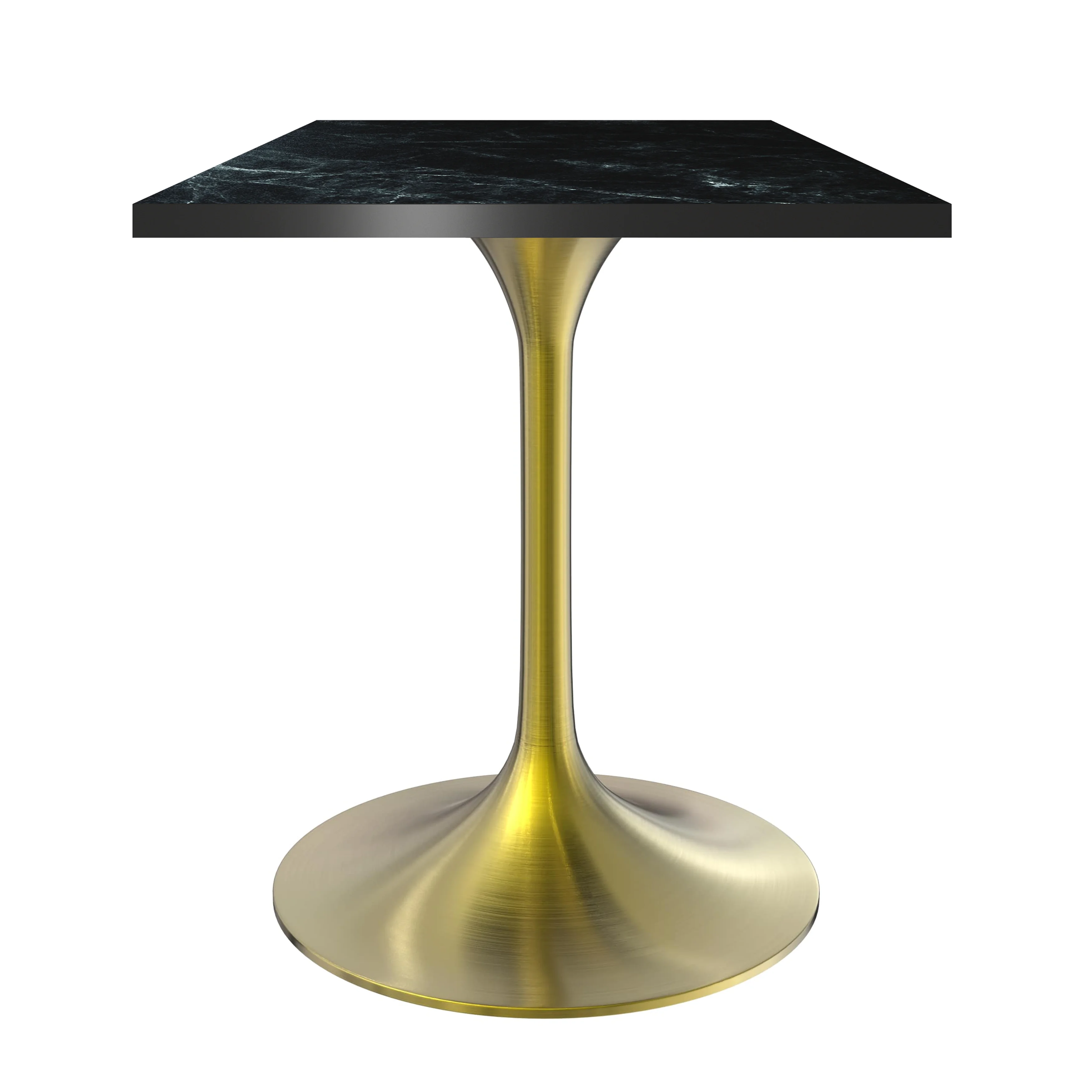 Verve Collection 24 Square Dining Table, Brushed Gold Base with Black MDF Top