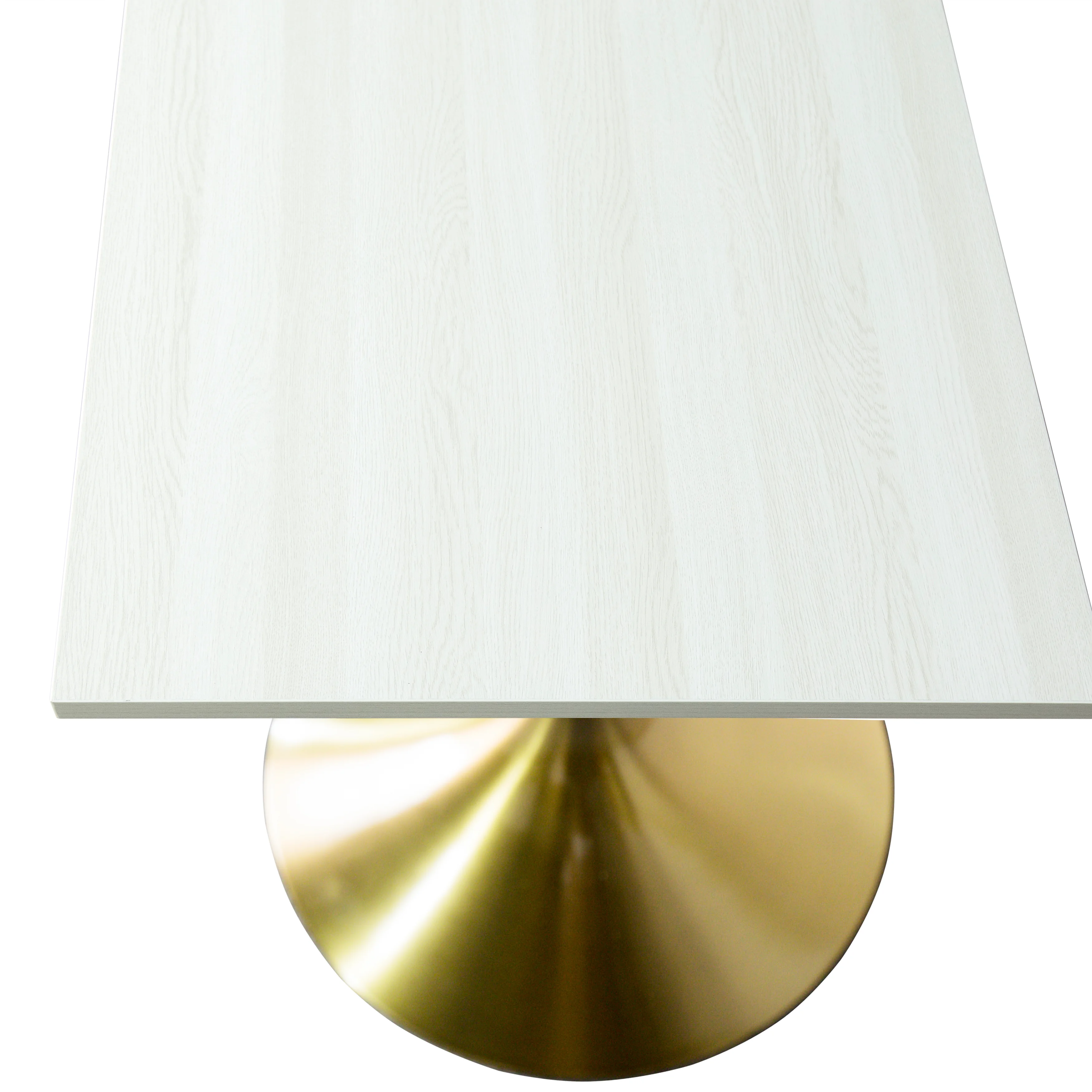 Verve Collection 24 Square Dining Table, Brushed Gold Base with Light Natural Wood MDF Top