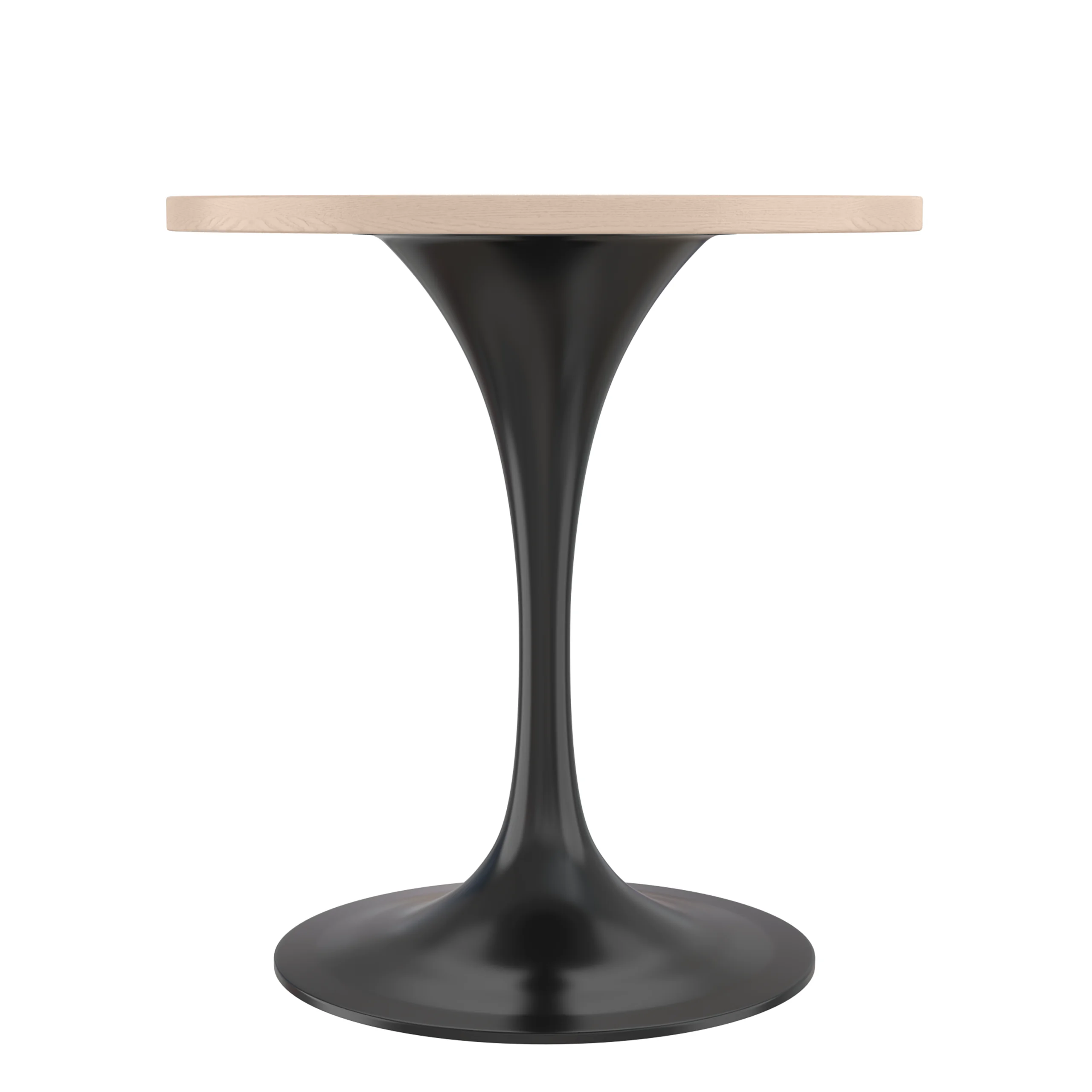 Verve Collection 27 Round Dining Table, Black Base with Light Natural Wood MDF Top