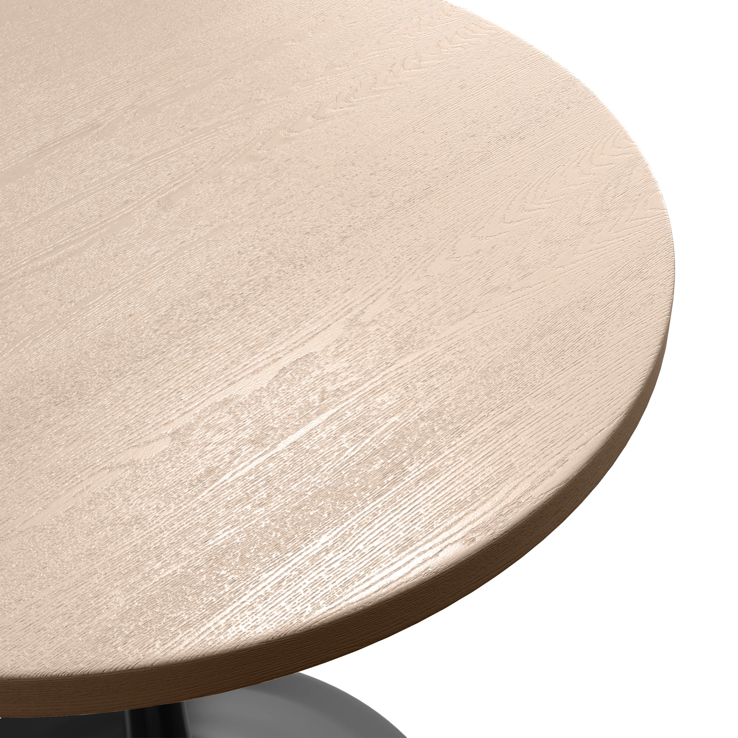 Verve Collection 27 Round Dining Table, Black Base with Light Natural Wood MDF Top