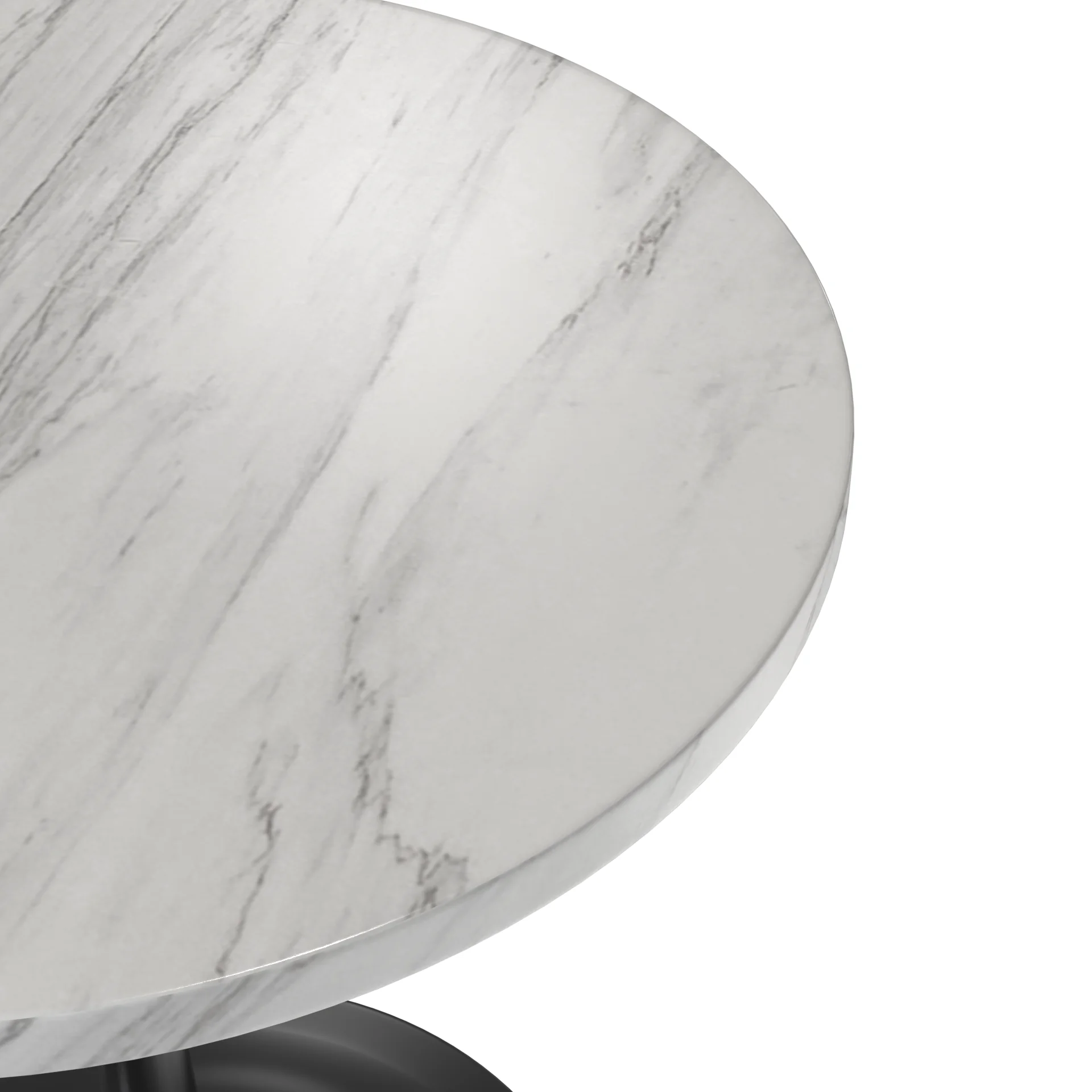 Verve Collection 27 Round Dining Table, Black Base with Sintered Stone White Top