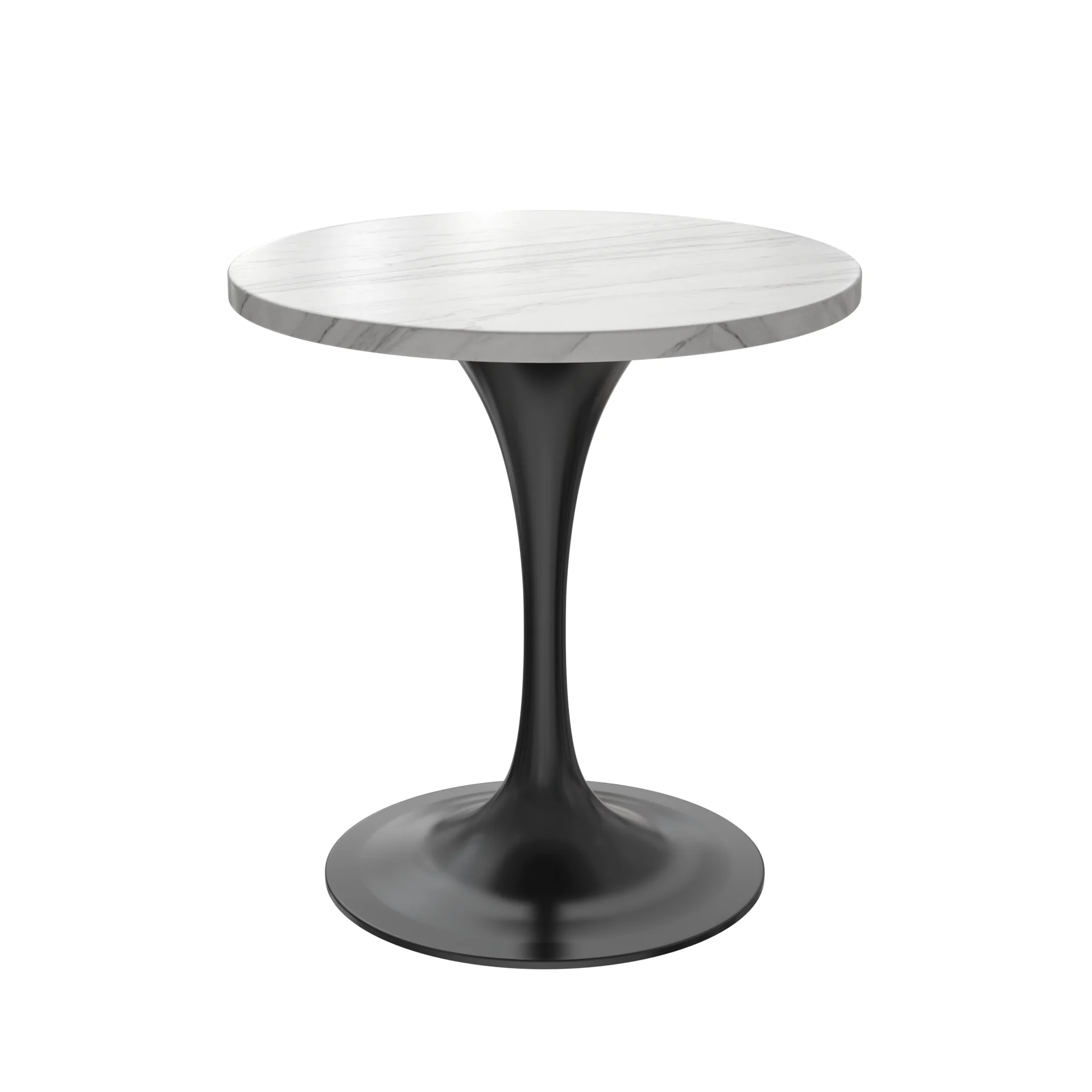 Verve Collection 27 Round Dining Table, Black Base with Sintered Stone White Top