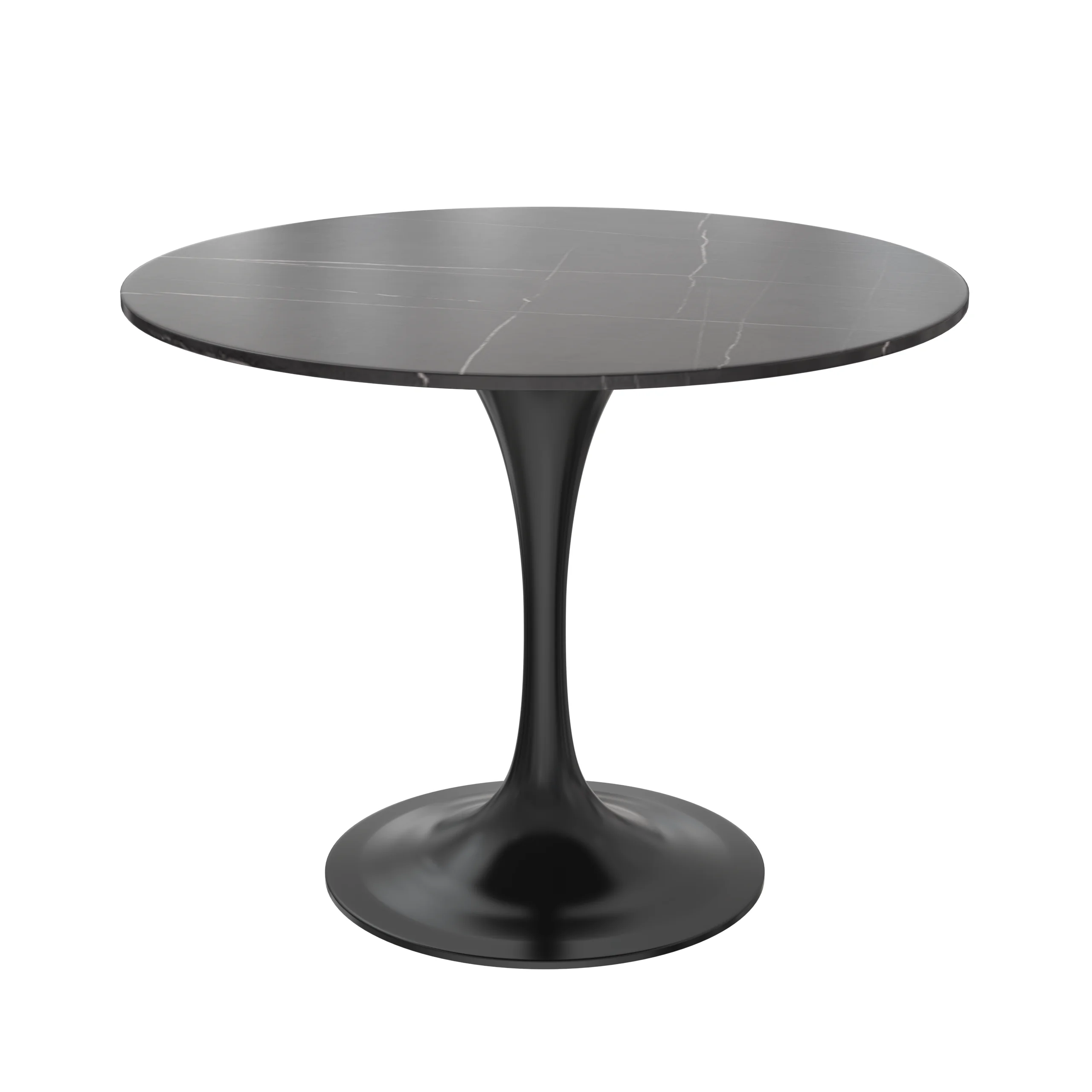 Verve Collection 36 Round Dining Table, Black Base with Sintered Stone Black Top