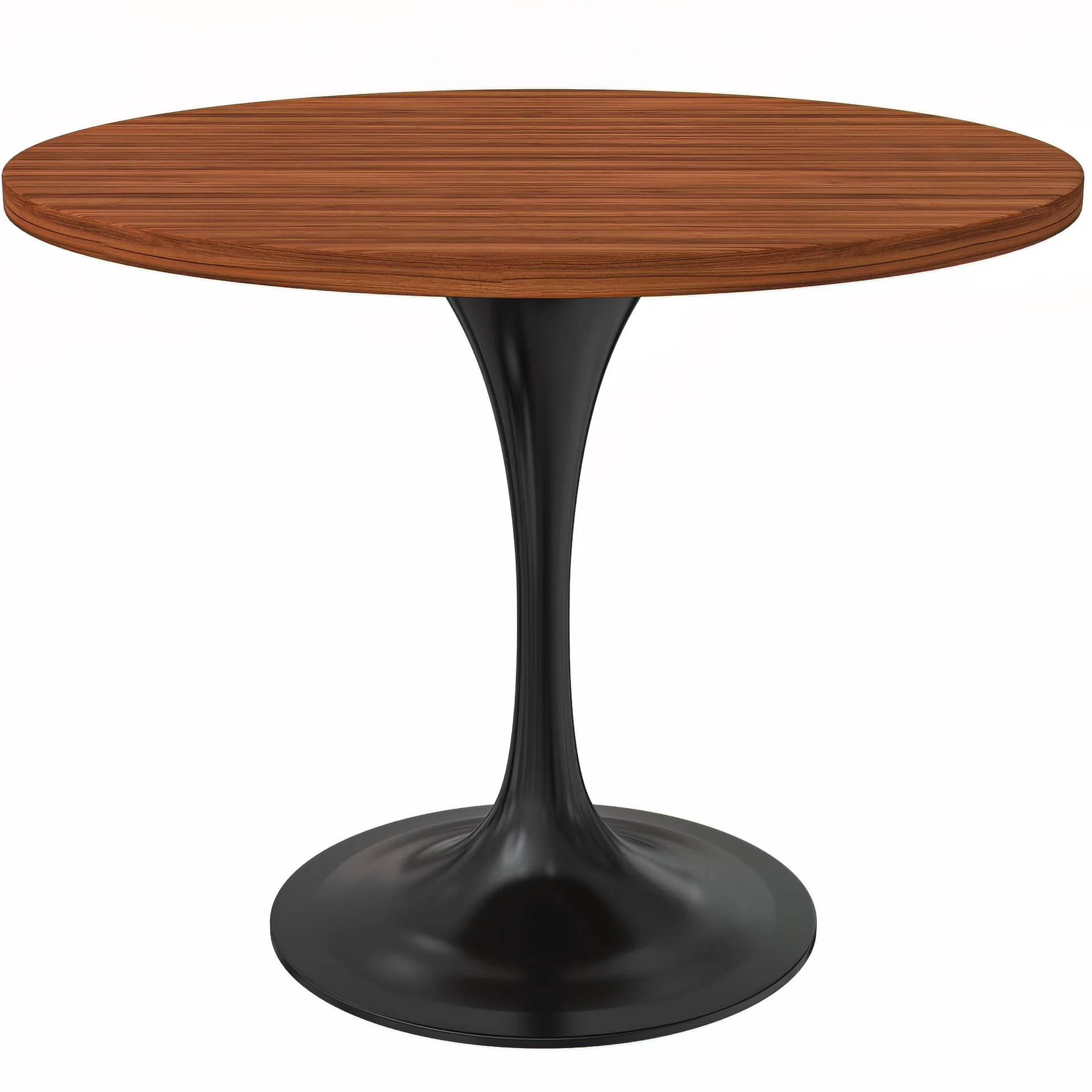 Verve Collection 36 Round Dining Table, Black Base with Cognac Brown MDF Top