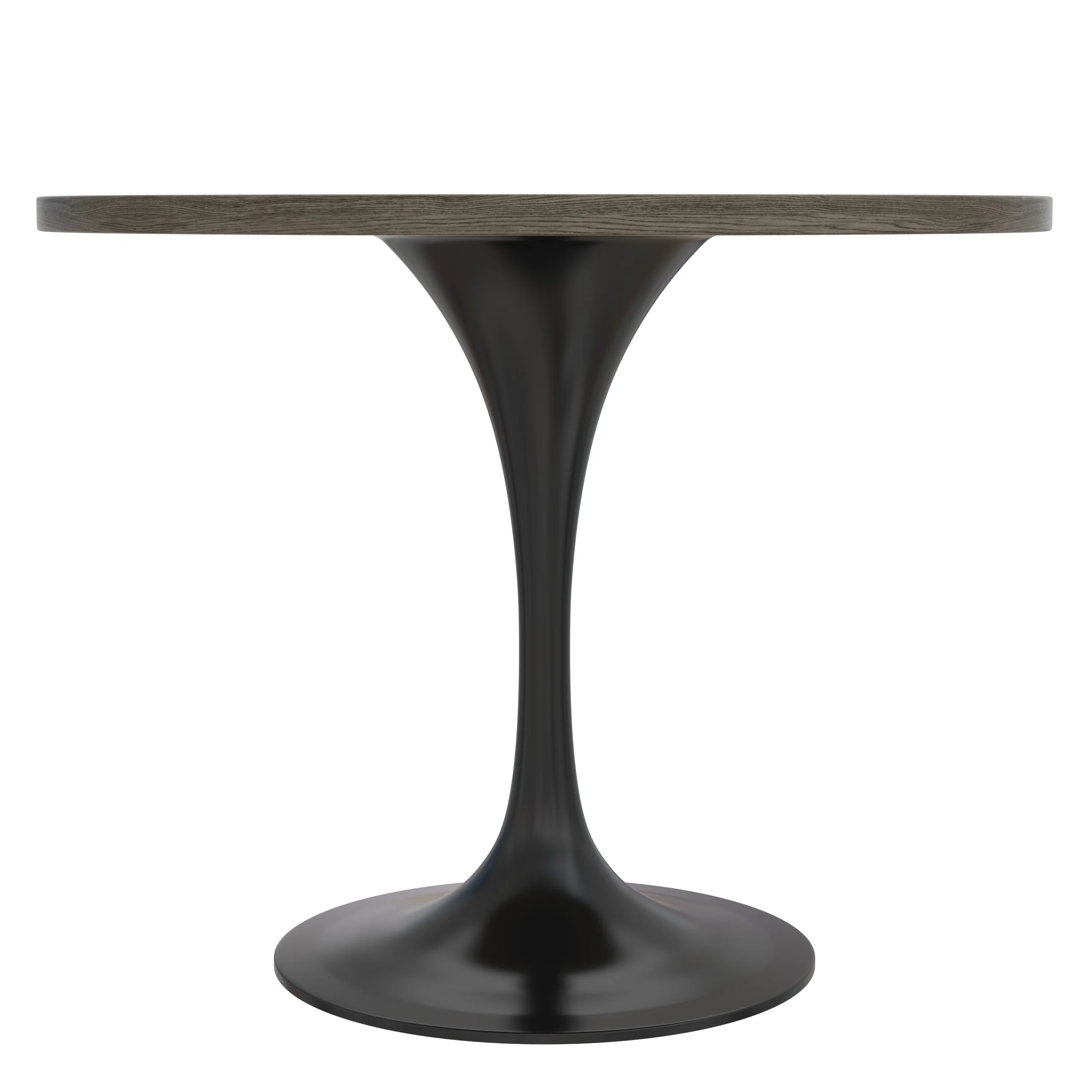 Verve Collection 36 Round Dining Table, Black Base with Dark Maple MDF Top