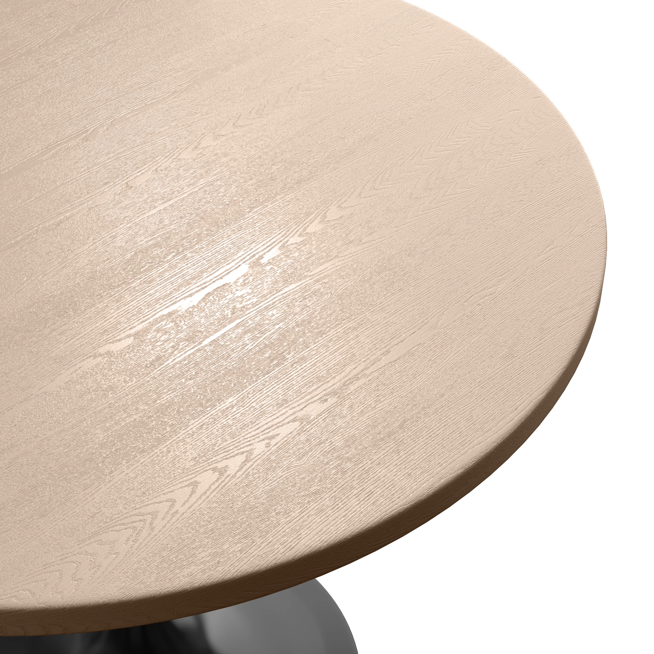 Verve Collection 36 Round Dining Table, Black Base with Light Natural Wood MDF Top
