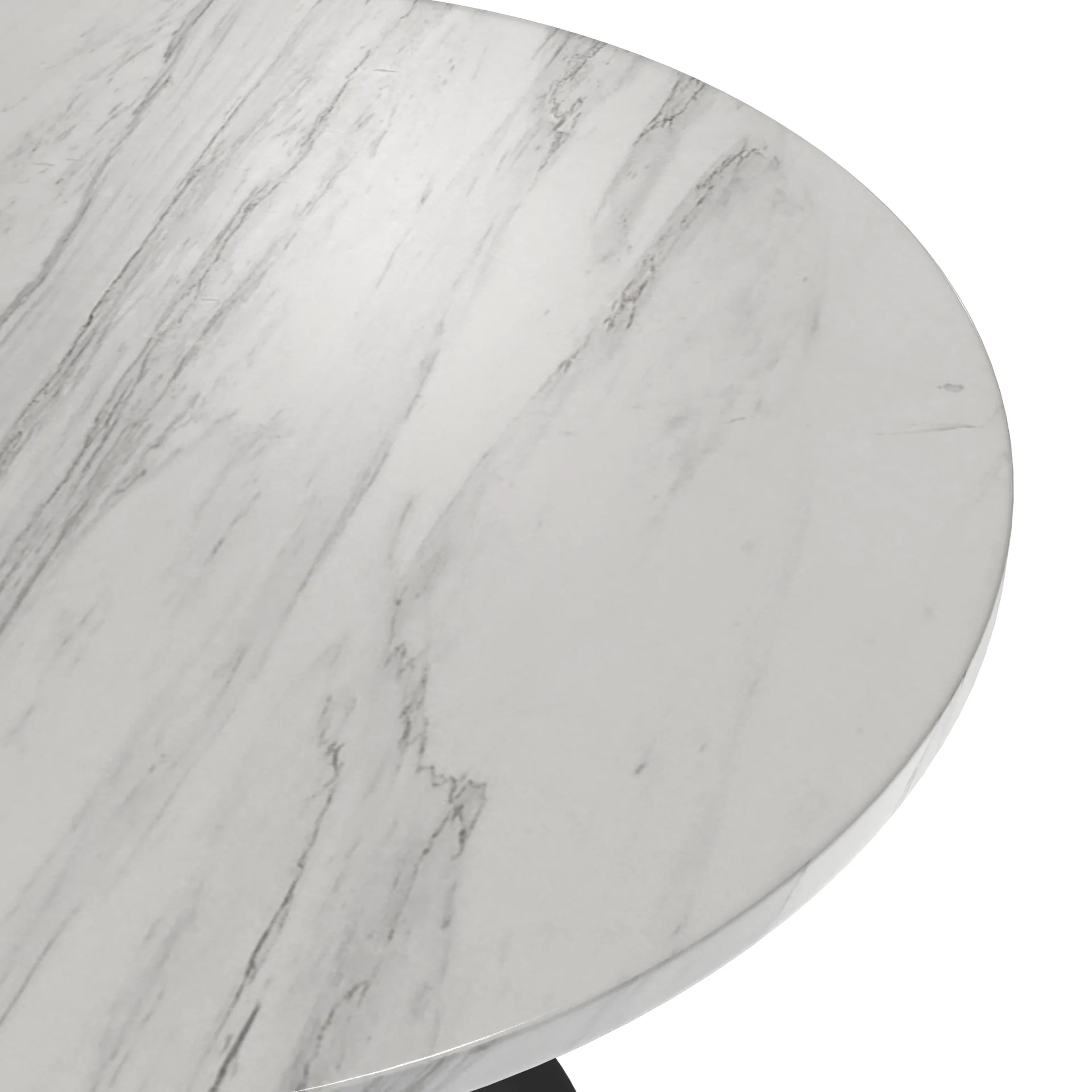 Verve Collection 36 Round Dining Table, Black Base with Sintered Stone White Top