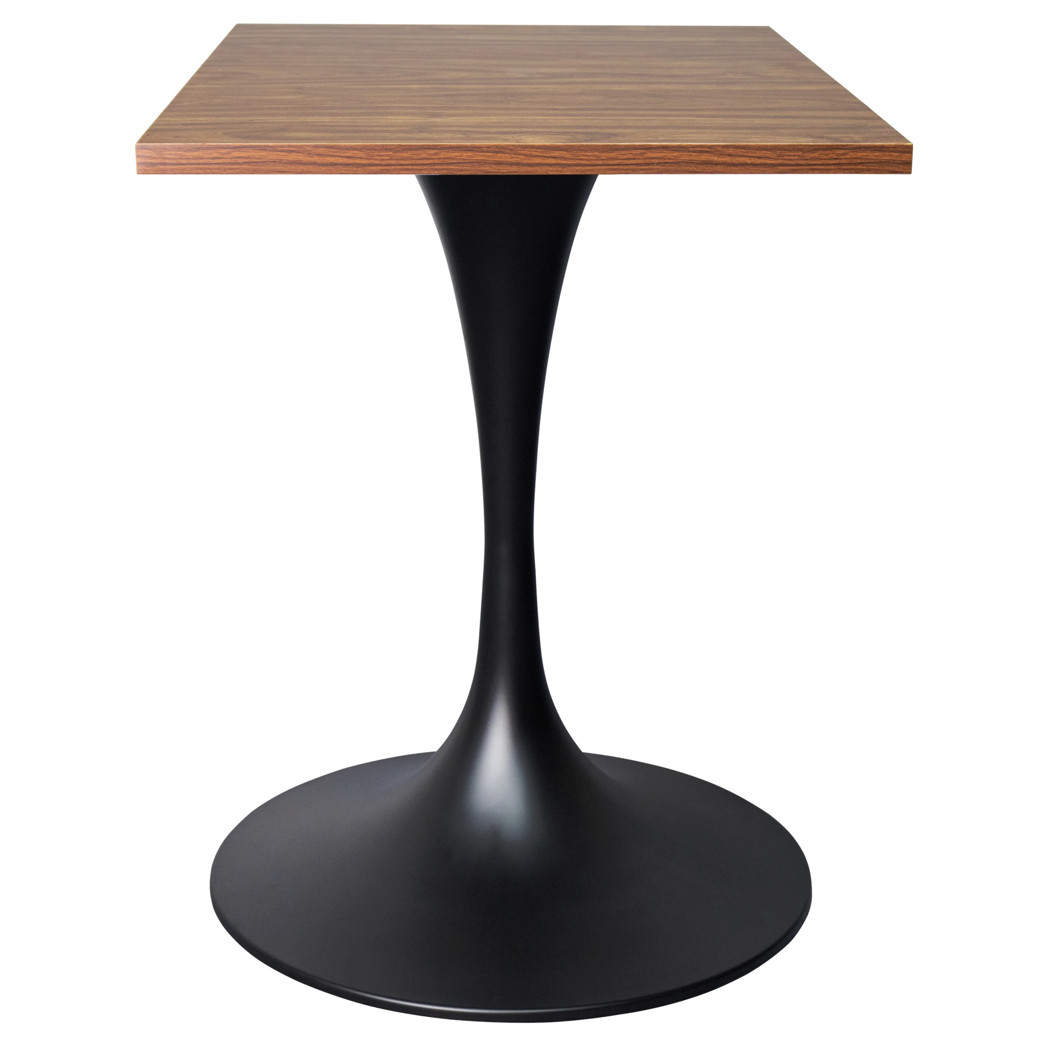Verve Collection 24 Square Dining Table, Black Base with Cognac Brown MDF Top