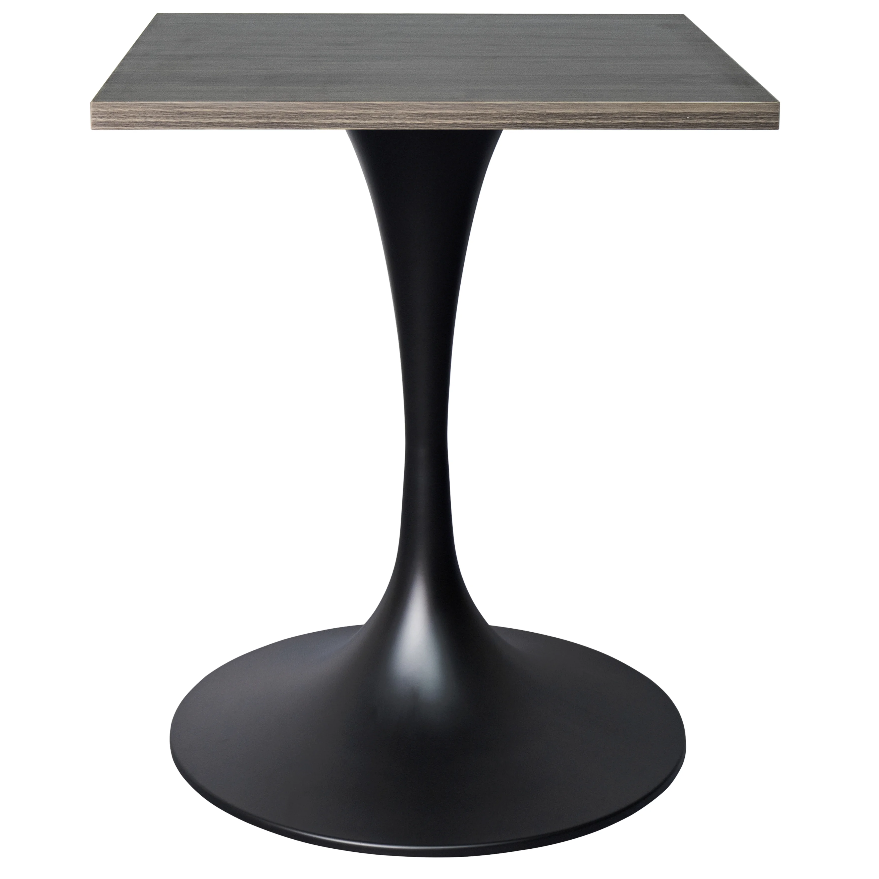 Verve Collection 24 Square Dining Table, Black Base with Dark Maple MDF Top