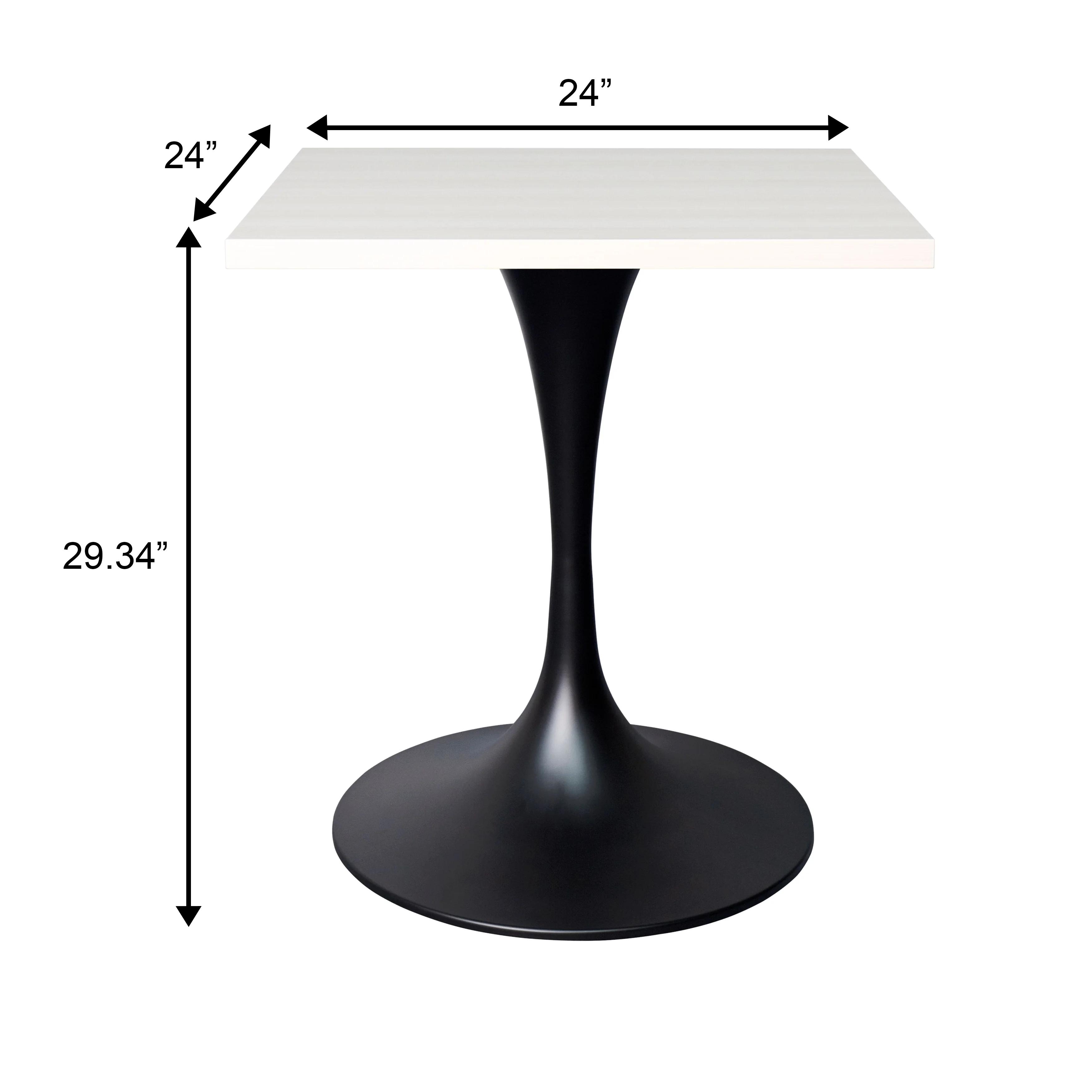 Verve Collection 24 Square Dining Table, Black Base with Light Natural Wood MDF Top