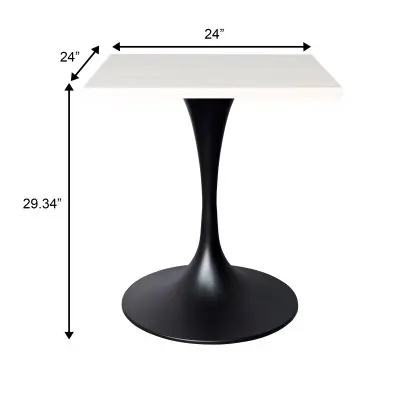 Verve Collection 24 Square Dining Table, Black Base with Light Natural Wood MDF Top