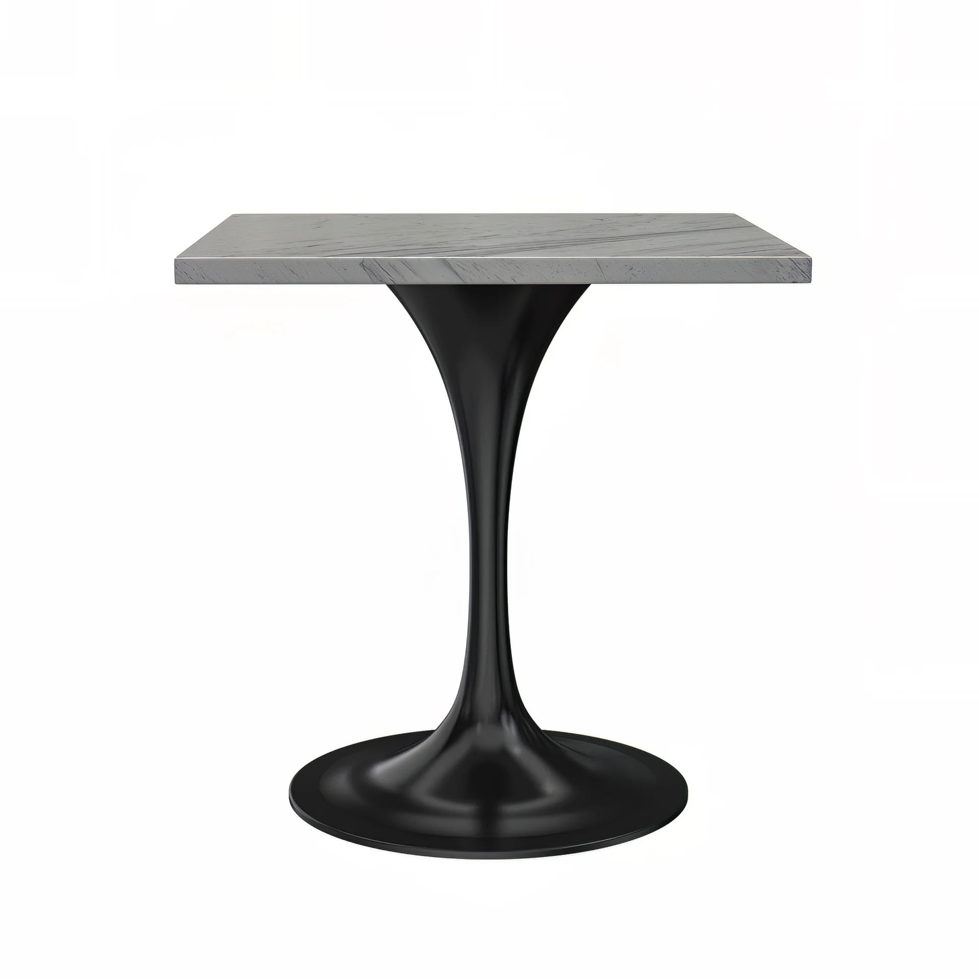 Verve Collection 27 Square Dining Table, Black Base with Laminated White Marbleized Top