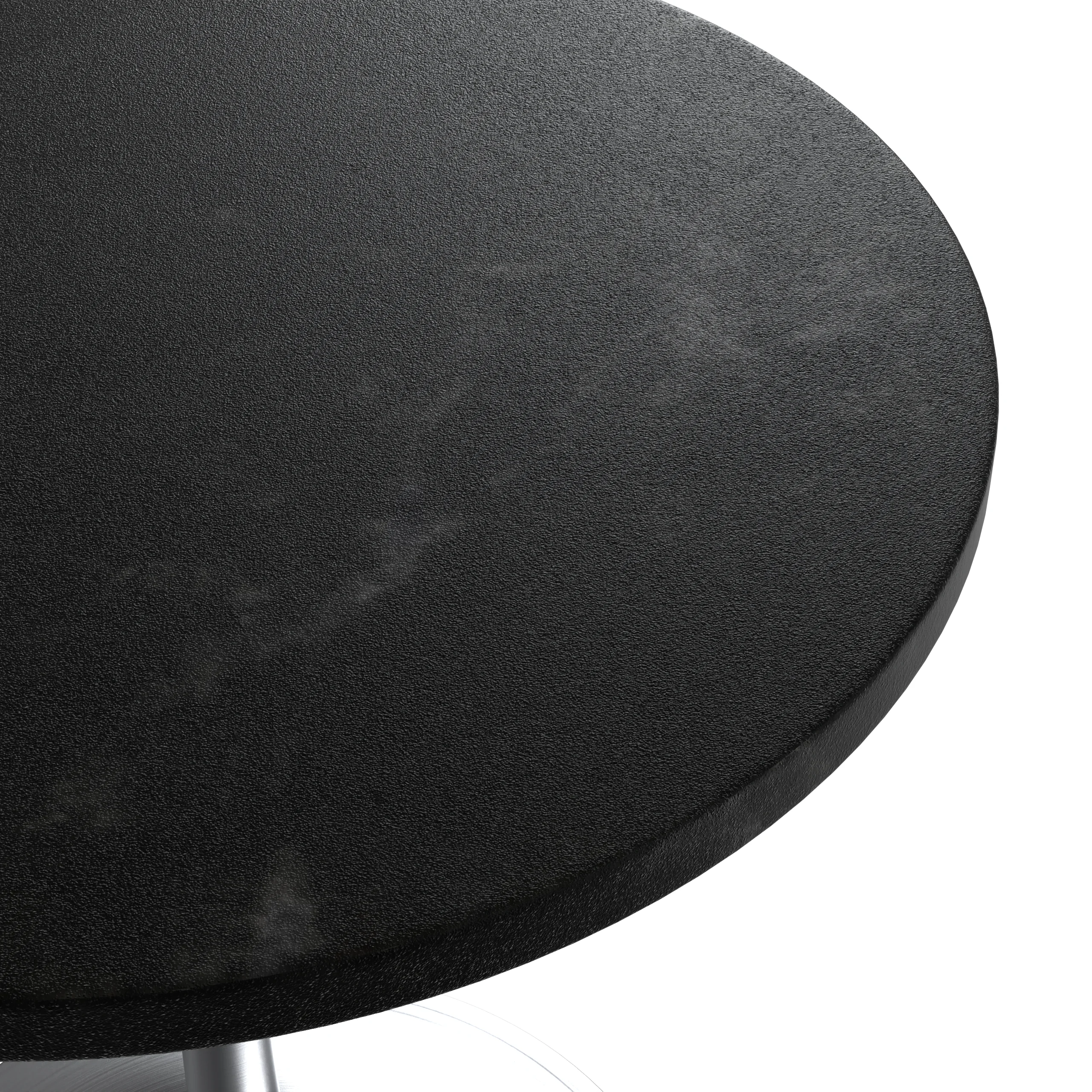 Verve Collection 27" Round Dining Table, Brushed Chrome Base with Black MDF Top