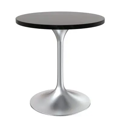 Verve Collection 27" Round Dining Table, Brushed Chrome Base with Black MDF Top