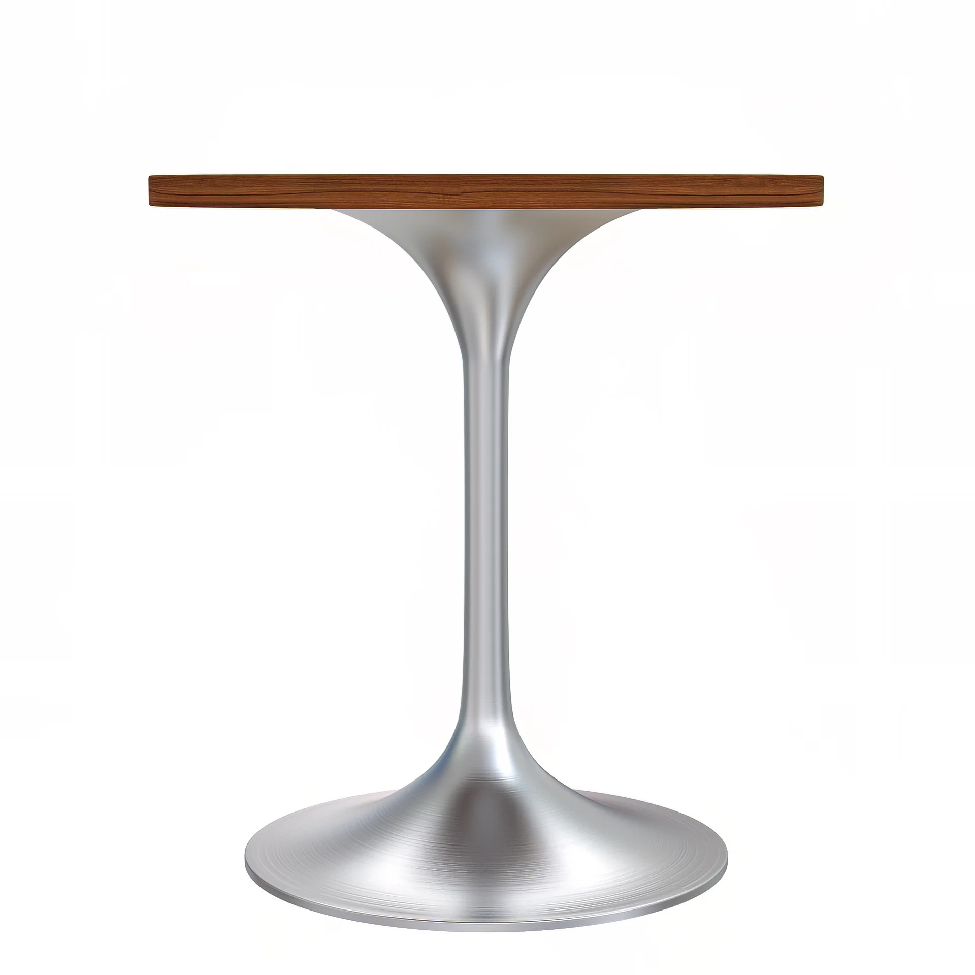 Verve Collection 27" Round Dining Table, Brushed Chrome Base with Cognac Brown MDF Top