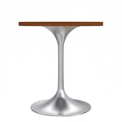 Verve Collection 27" Round Dining Table, Brushed Chrome Base with Cognac Brown MDF Top