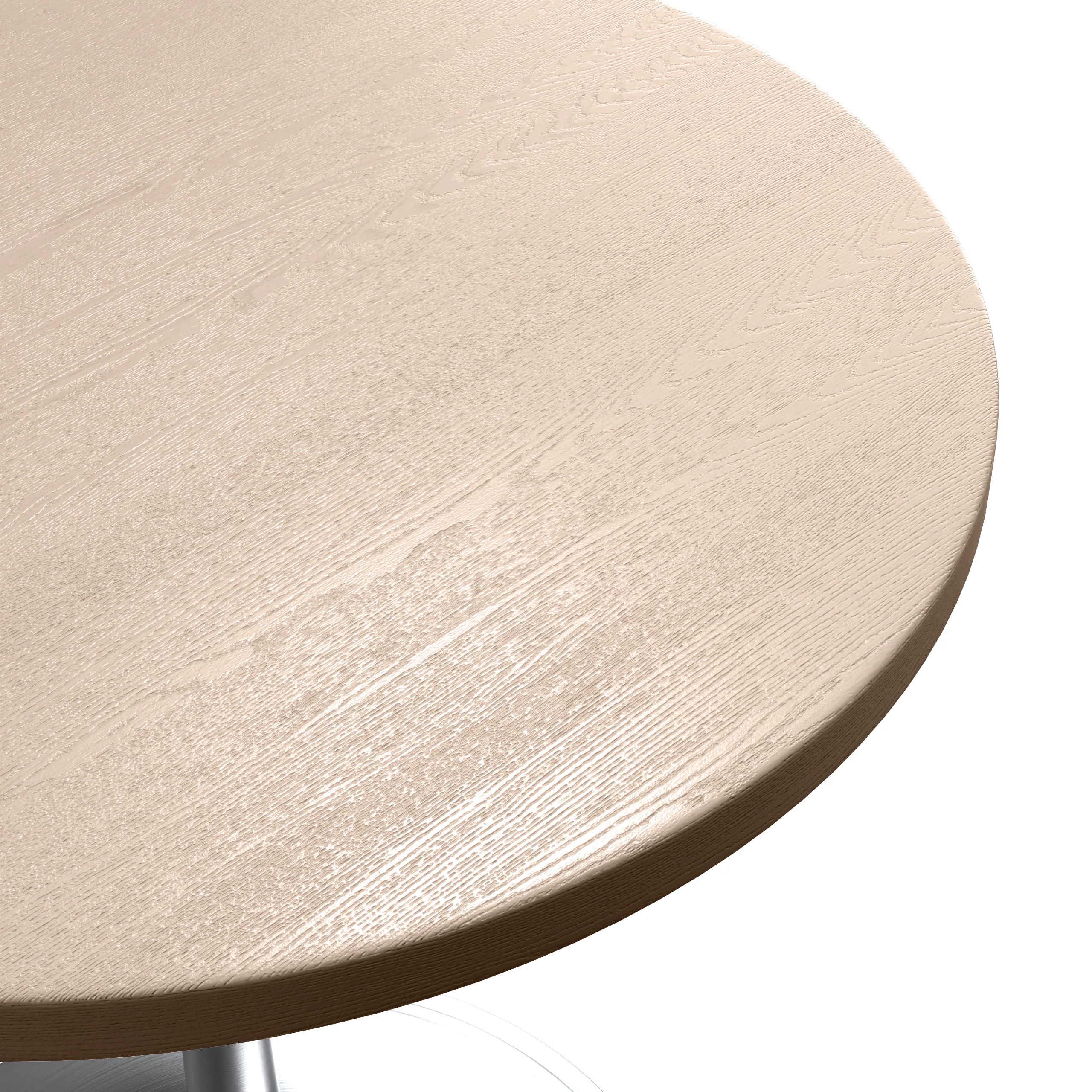 Verve Collection 27" Round Dining Table, Brushed Chrome Base with Light Natural Wood MDF Top