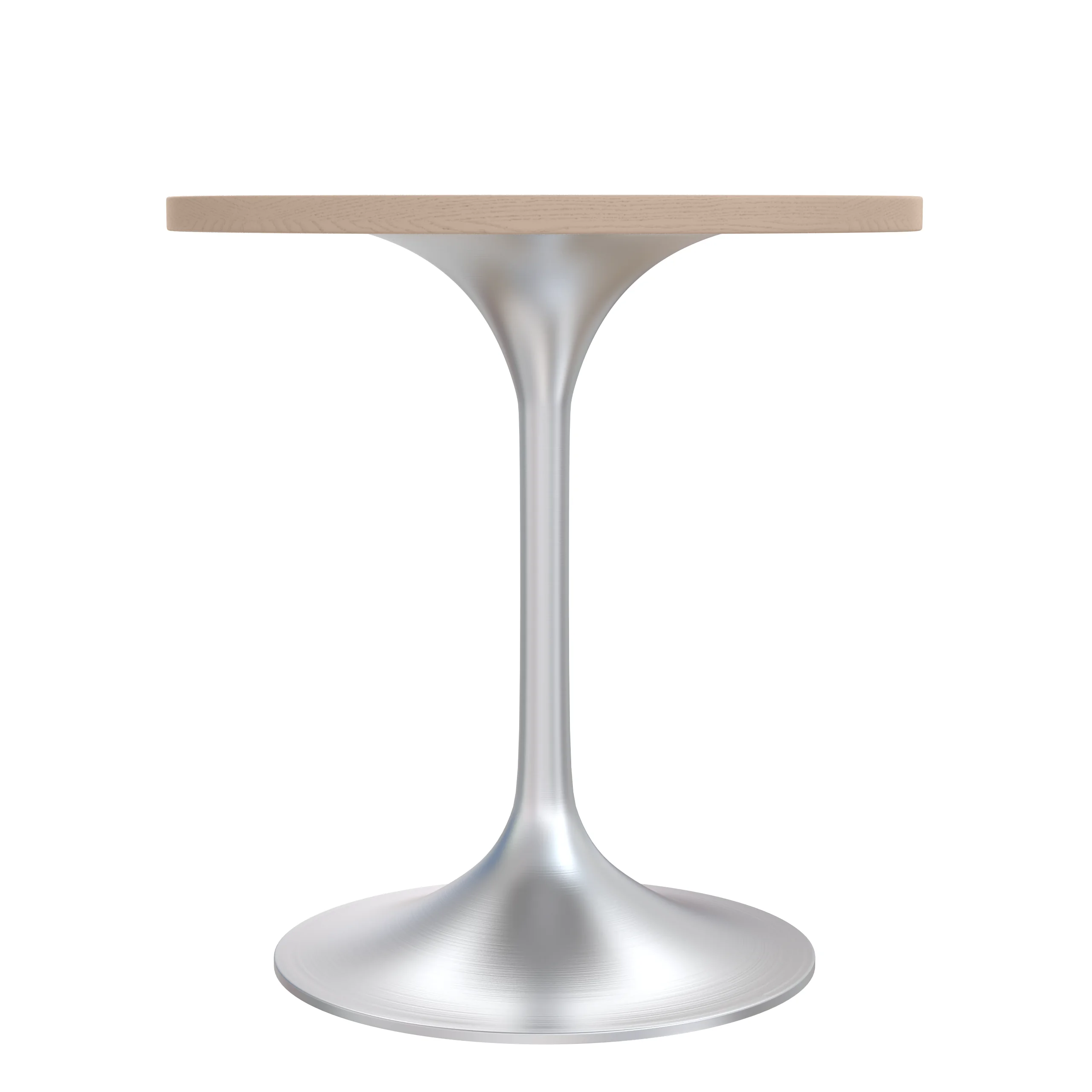Verve Collection 27" Round Dining Table, Brushed Chrome Base with Light Natural Wood MDF Top
